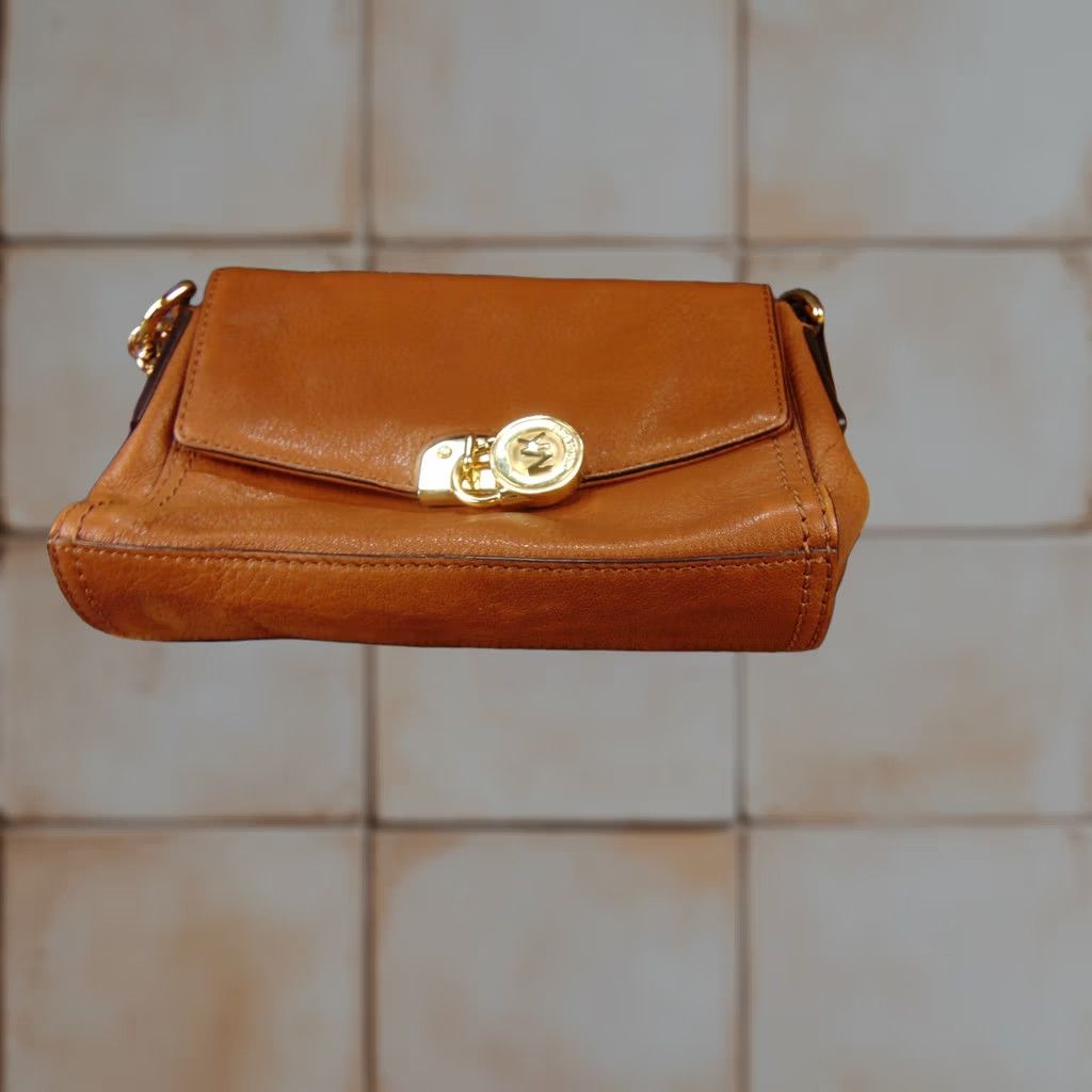 Michael Kors Michael Kors Hamilton Crossbody Bag Brown Leather Small Lock Chain Strap Clutch Wristlet Size ONE SIZE - 1 Thumbnail