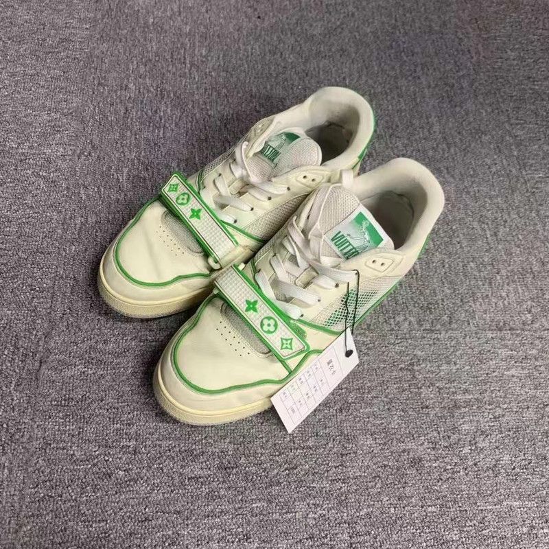 Louis Vuitton Louis Vuitton Green and White Trainer Sneakers 0079 Size US 9.5 / EU 42-43 - 1 Thumbnail