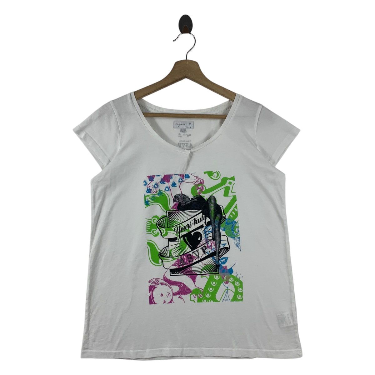 Designer × agnes b. AGNES B tshirt d artiste asvp art printed women tee Size S / US 4 / IT 40 - 1 Thumbnail