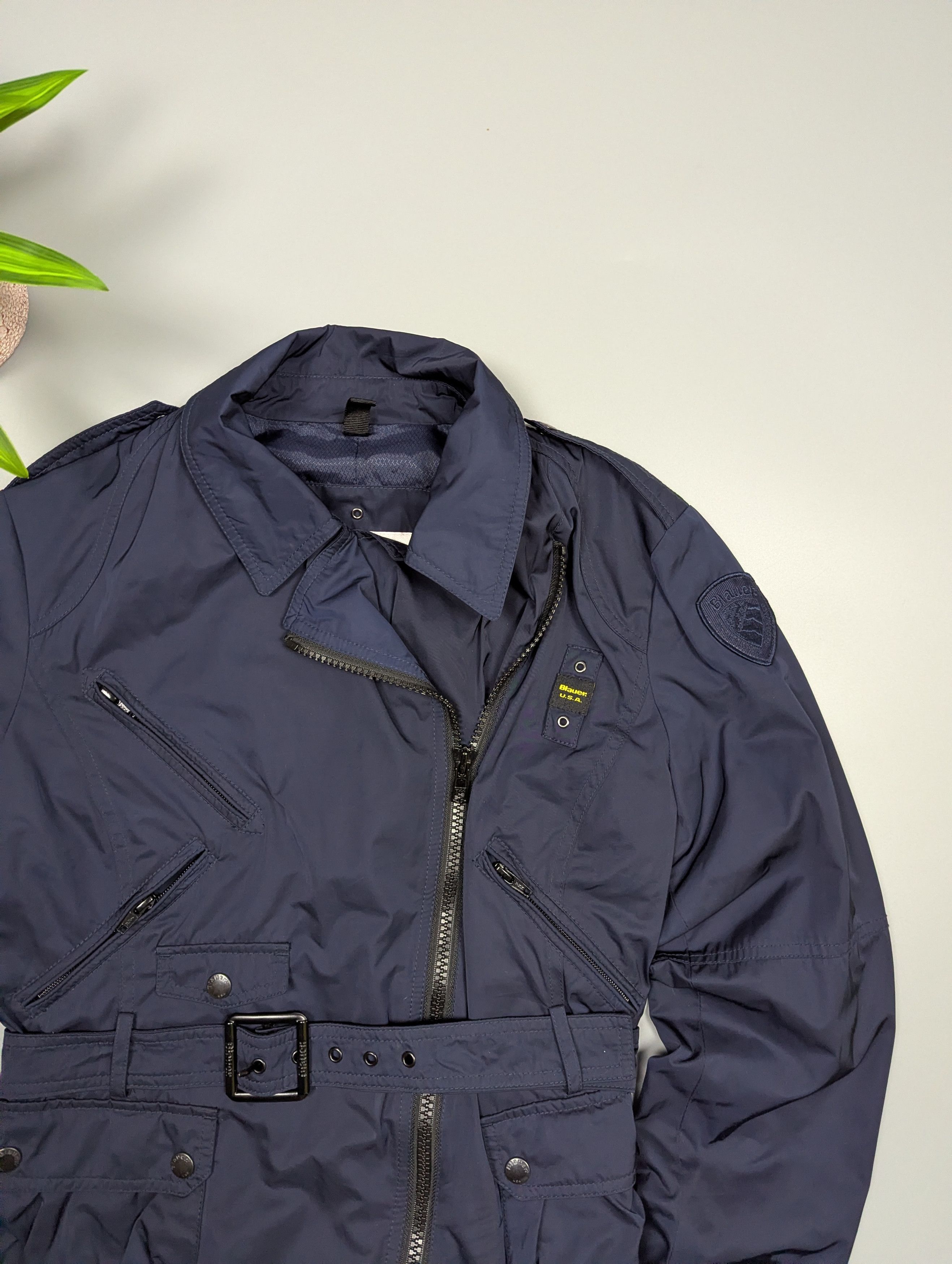 Vintage BLAUER USA Vintage Women Navy Blue Lightweight Belted Jacket Size M / US 6-8 / IT 42-44 - 4 Thumbnail