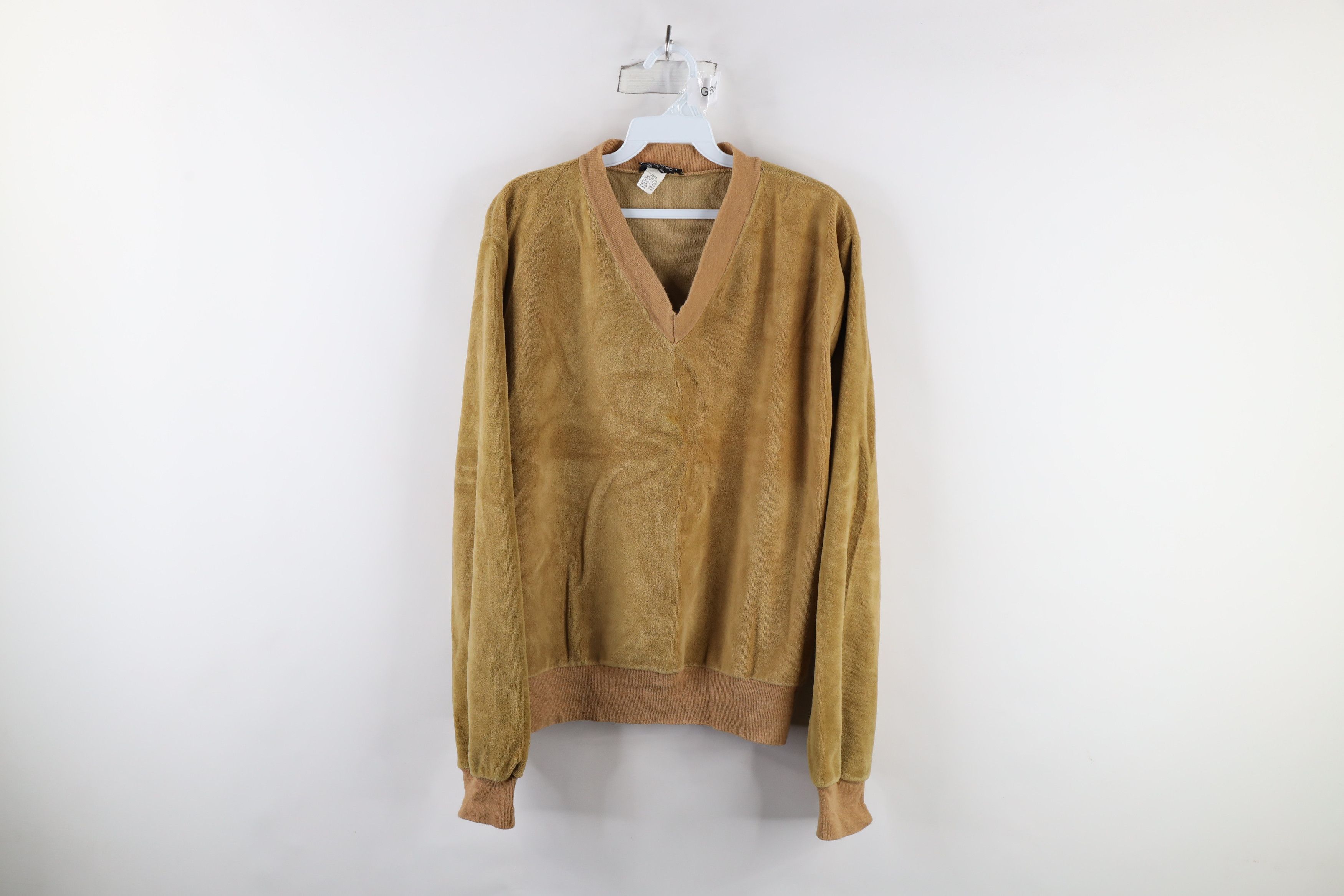 Vintage Vintage 70s Streetwear Blank Terry Cloth V-Neck Sweater USA Size US L / EU 52-54 / 3 - 1 Thumbnail