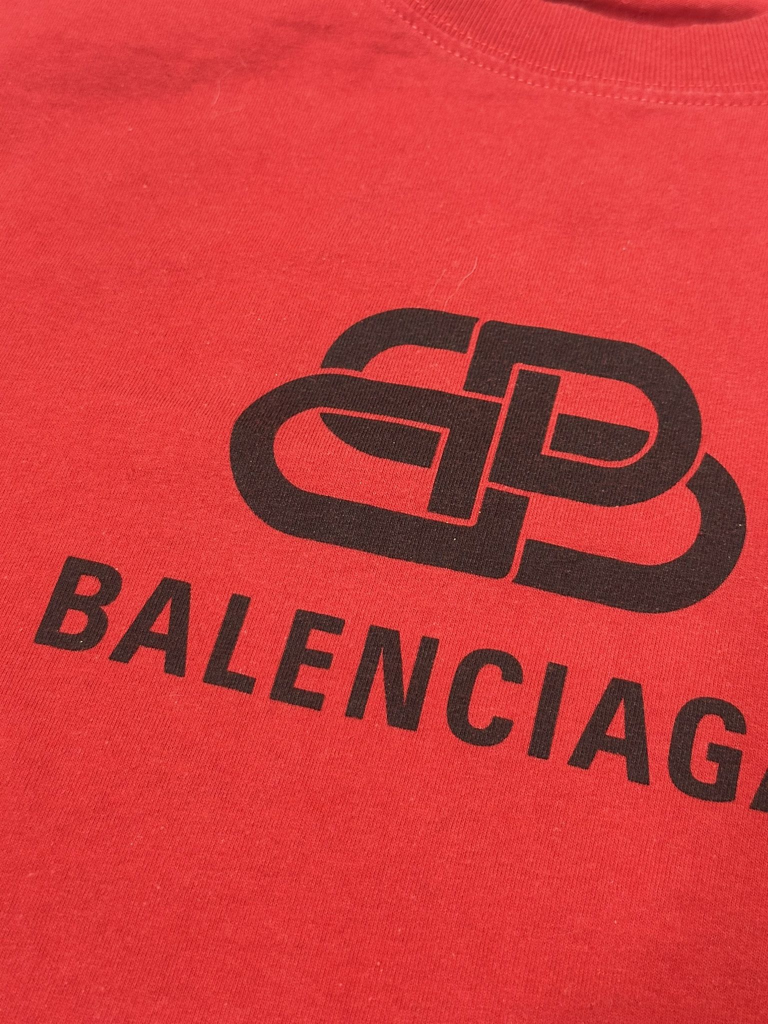 Balenciaga Balenciaga T-Shirt BB Logo Print Red Cotton Size M / US 6-8 / IT 42-44 - 5 Thumbnail
