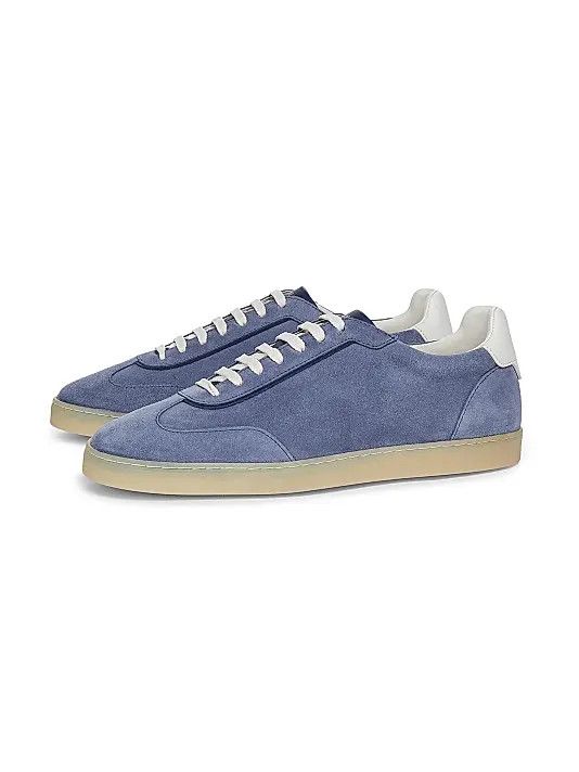 Brunello Cucinelli os11x0226 Suede Low-Top Sneakers In Blue Size US 6 / EU 39 - 2 Thumbnail