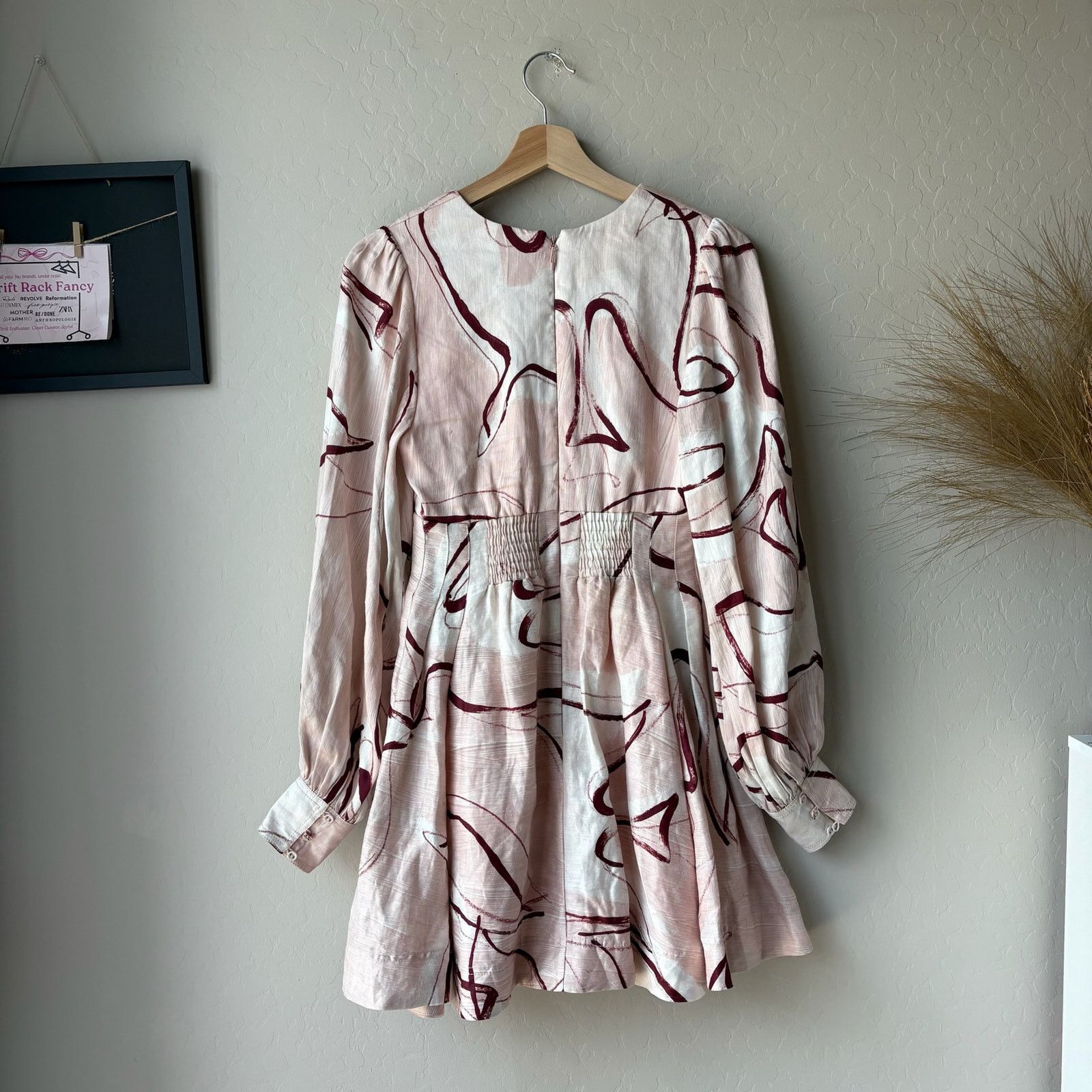 Aje Aje Dress Pink Abstract Dove Linen Blend Minidress Size US 0 Size XS / US 0-2 / IT 36-38 - 7 Thumbnail