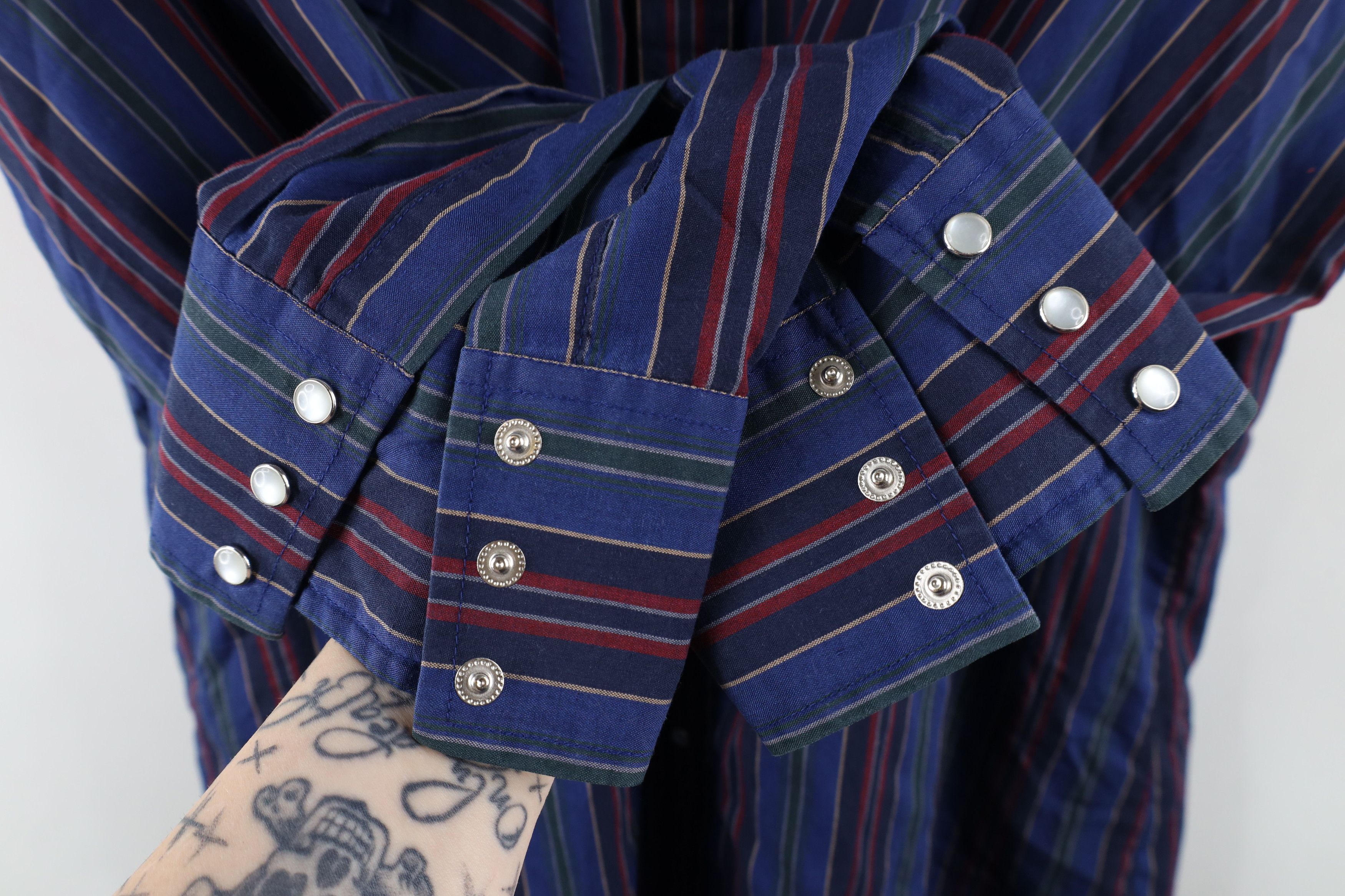 Vintage Vintage 70s Rockabilly Striped Western Snap Button Shirt Size US L / EU 52-54 / 3 - 7 Thumbnail