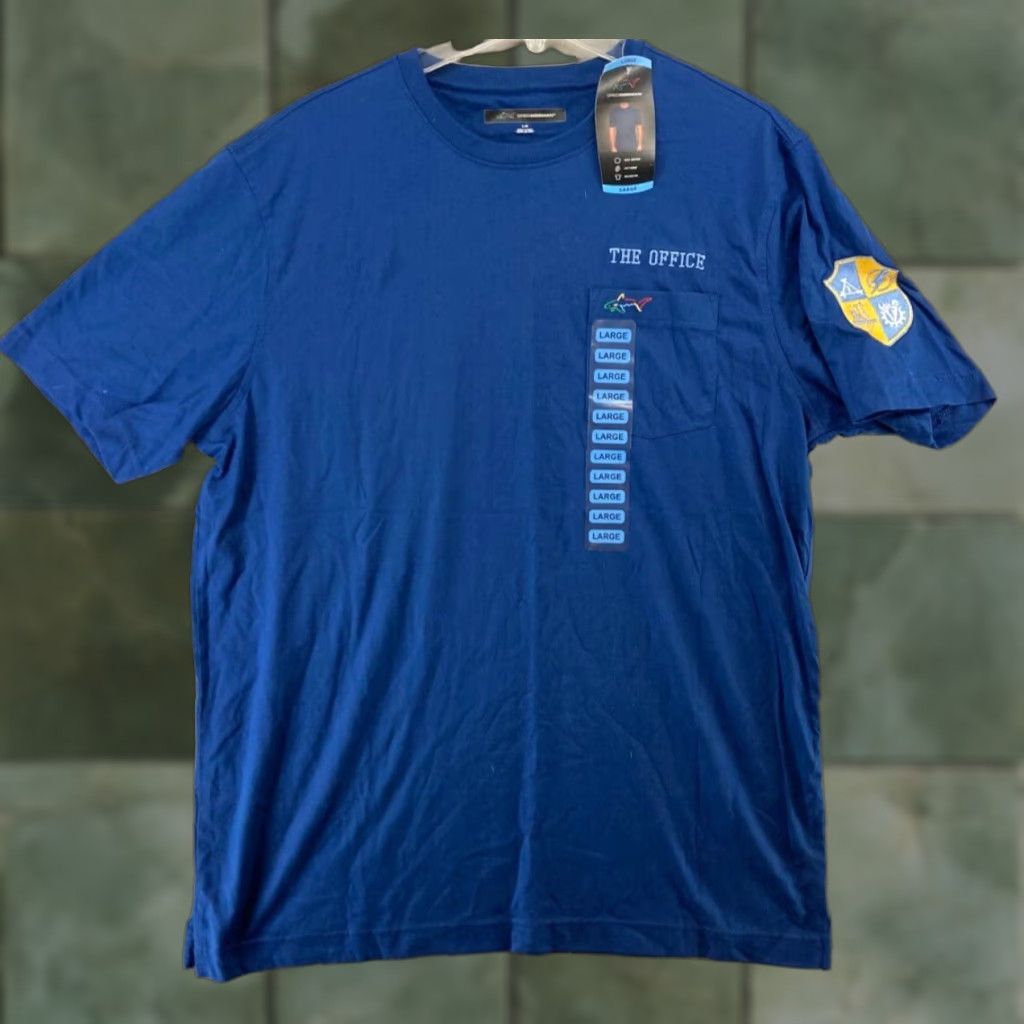 Vintage Greg Norman Men's T-Shirt Large Blue Solid Pocket Crew Neck Jersey Classic Sports Size US L / EU 52-54 / 3 - 1 Thumbnail