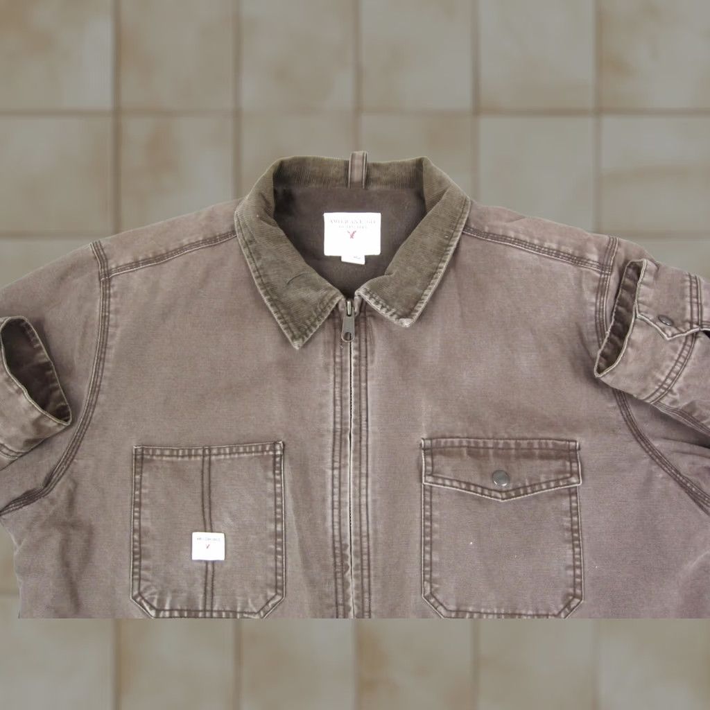 American Eagle Outfitters American Eagle Jacket Mens 2XL Brown Canvas Bomber Zip Up Workwear Casual 90s Logo Size US XXL / EU 58 / 5 - 1 Thumbnail