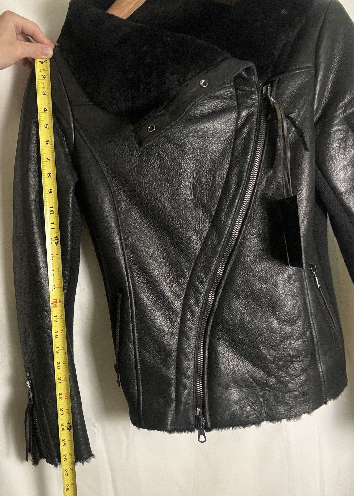 ASH Ash Black Leather Jacket w/ Shearling. Unisex Size 46 w/Tag Size S / US 4 / IT 40 - 14 Thumbnail