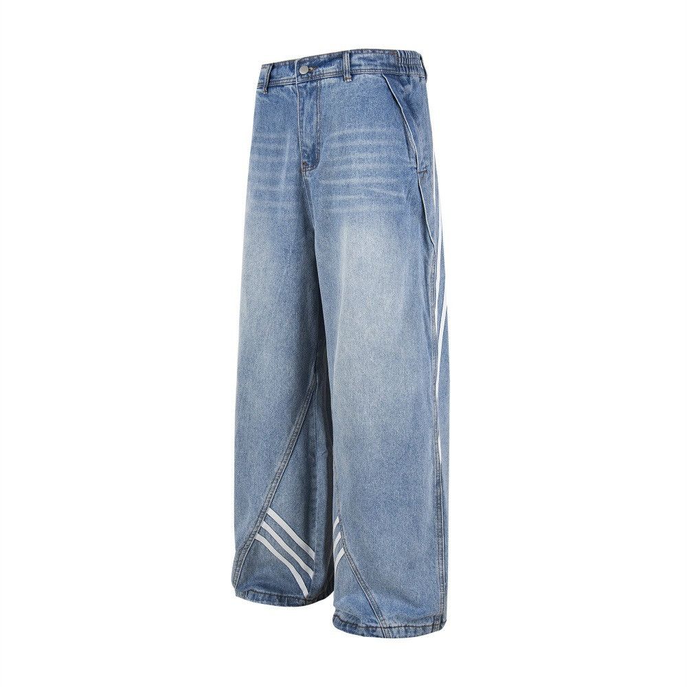 Jean Men's vintage washed distressed loose straight jeans Size US 32 / EU 48 - 2 Thumbnail