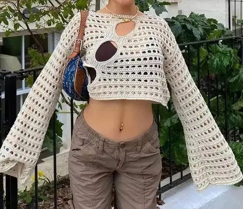White crochet crop top
