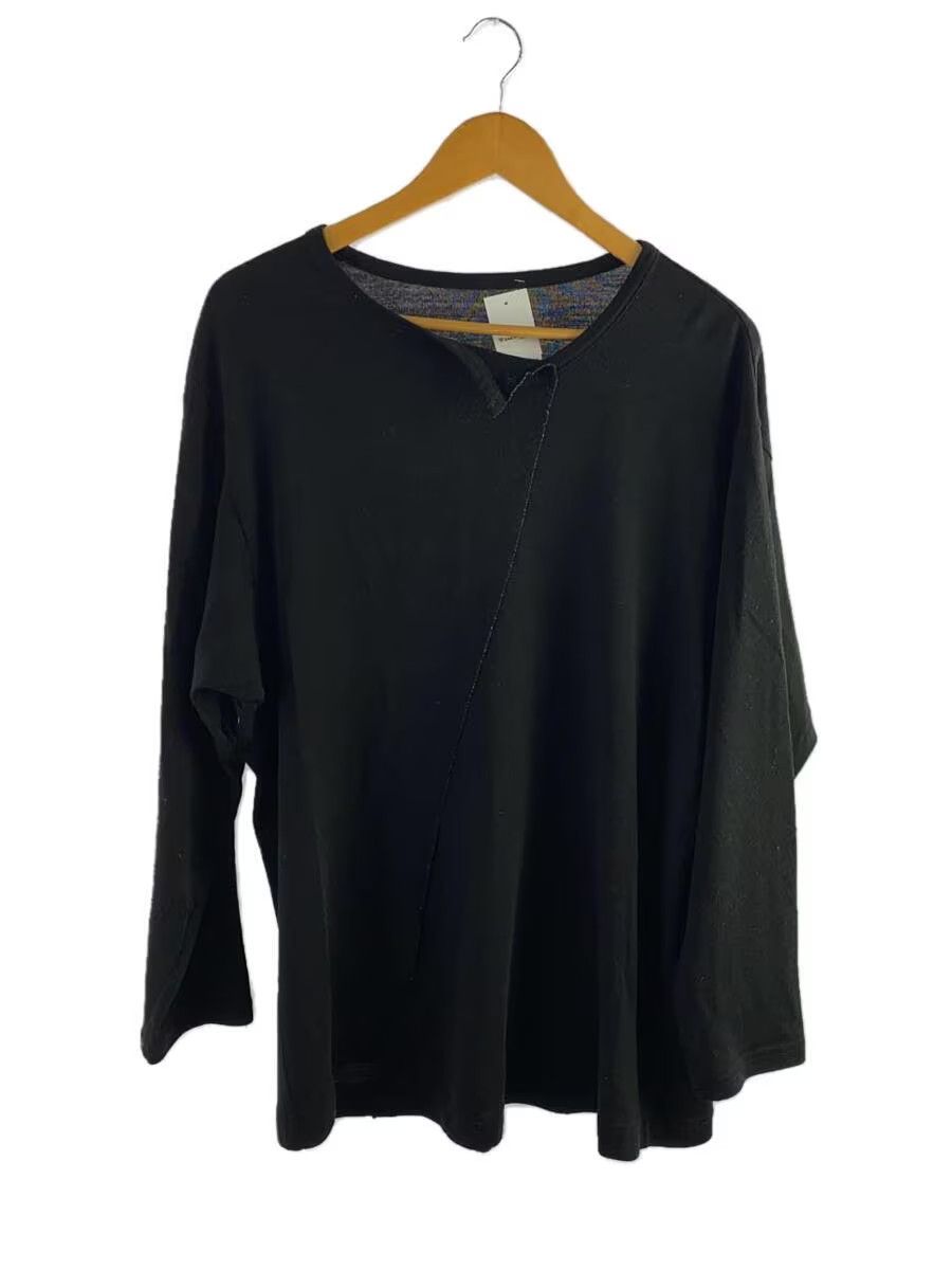 image of Groundy x Yohji Yamamoto Asymmetrical Centre Seam Long Sleeve Tee in Black, Men's (Size Large)