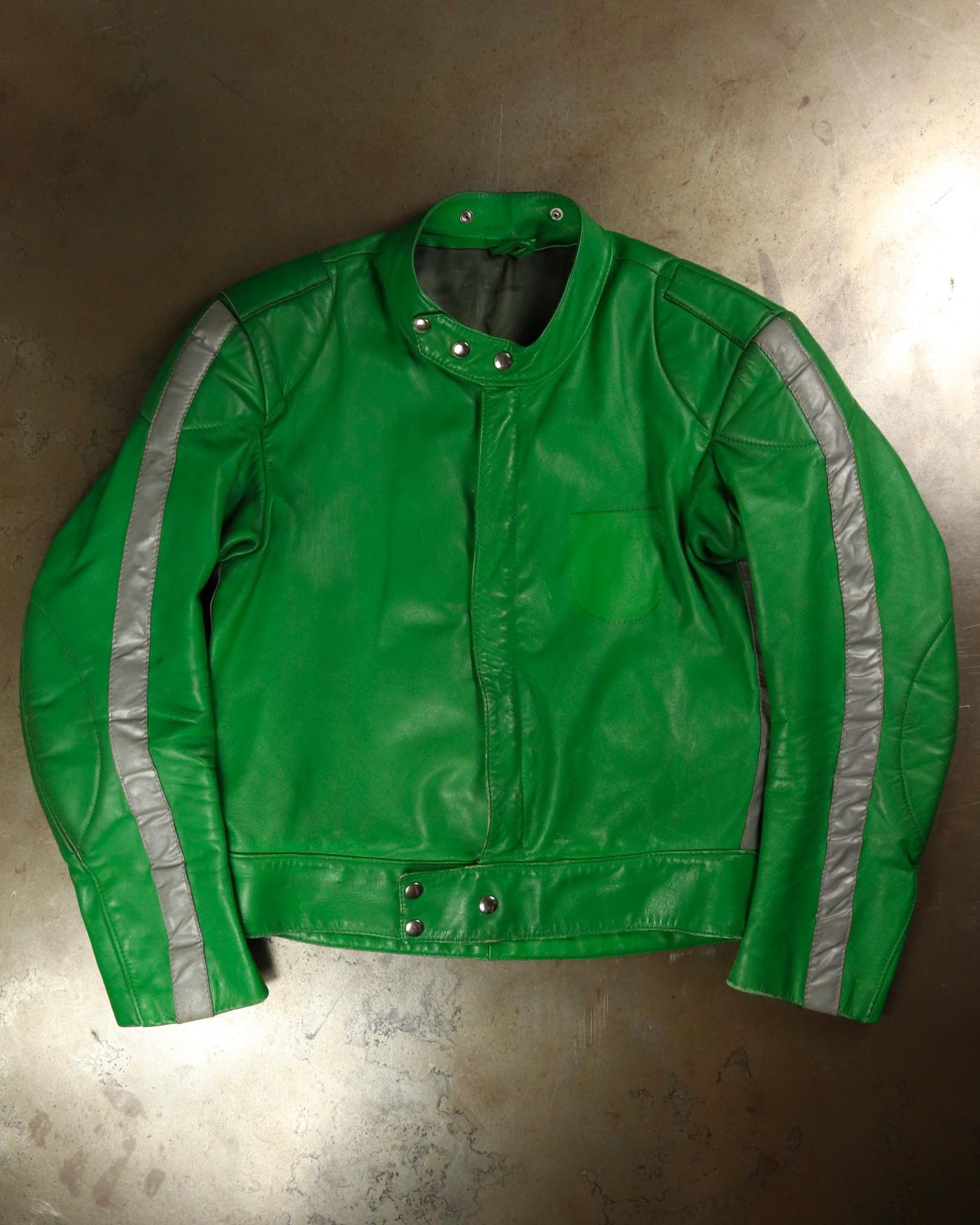 image of Vetements x Vintage 1981 "polizei" Leather Jacket in Green, Men's (Size Small)