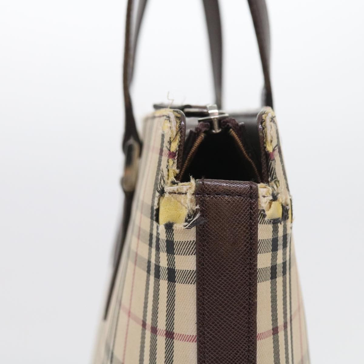 Burberry Burberry Nova Check Tote Bag Nylon Canvas Beige Size ONE SIZE - 5 Thumbnail