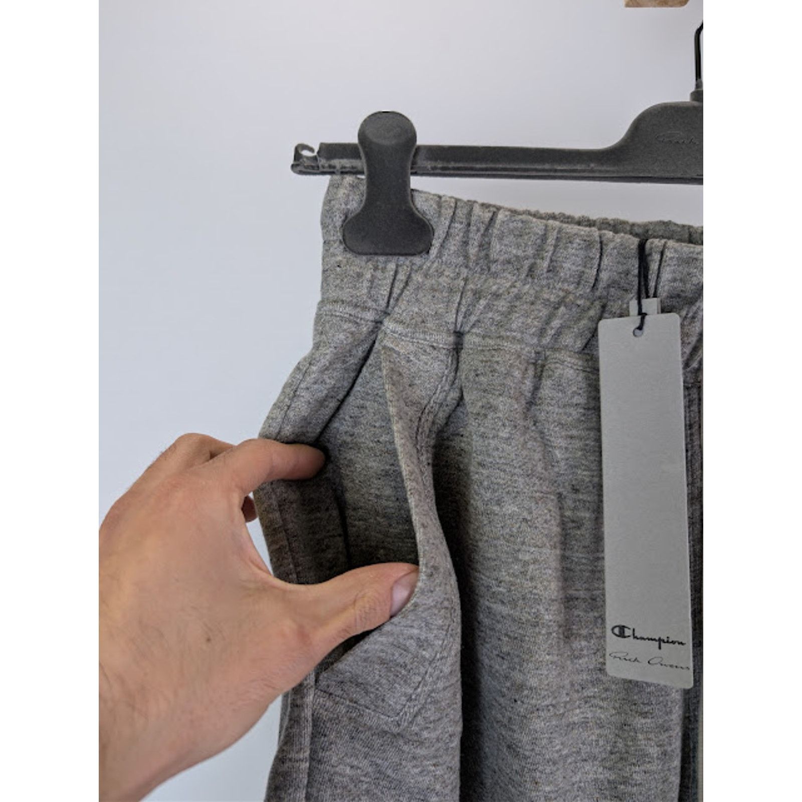 Champion × Rick Owens o1rshd1 Knitted Beveled Pods Shorts in Grey Melange S Size US 30 / EU 46 - 6 Thumbnail