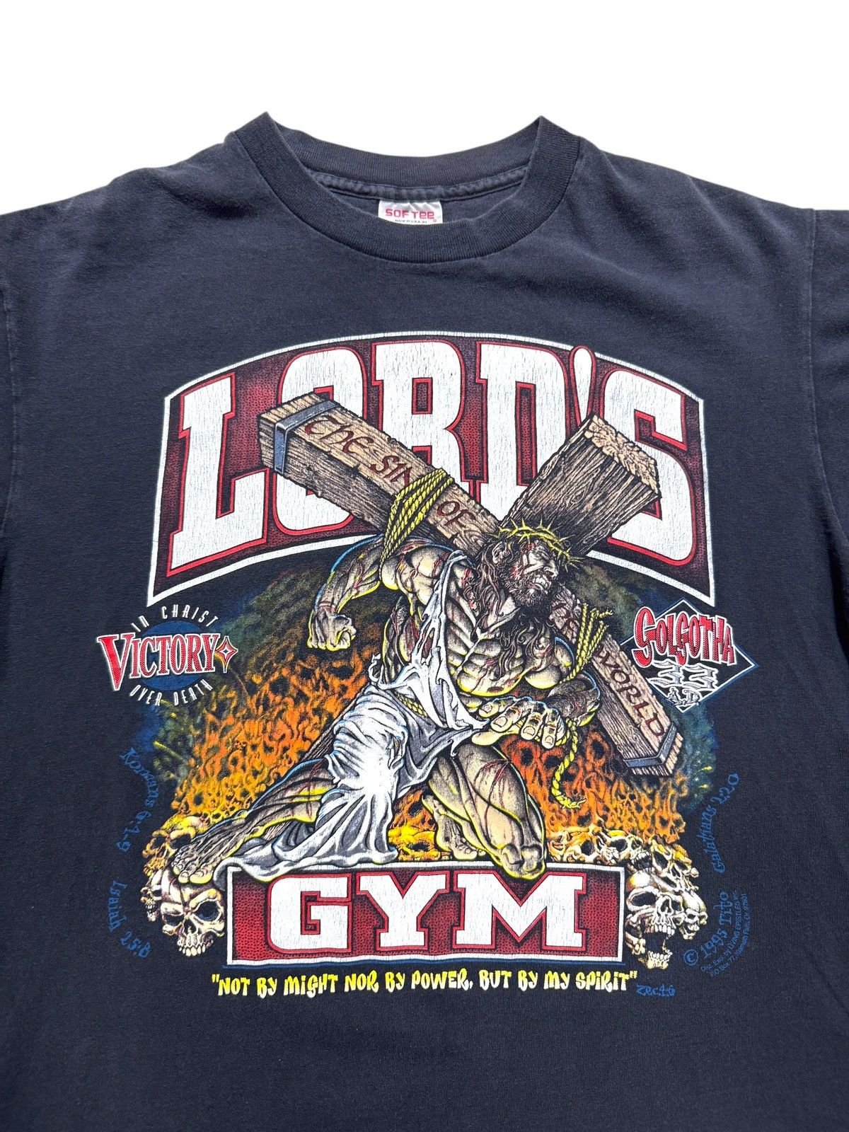 Vintage *RARE* VINTAGE 1995 90s LORD’S GYM GOD BODYBUILDING T-SHIRT Size US L / EU 52-54 / 3 - 2 Thumbnail