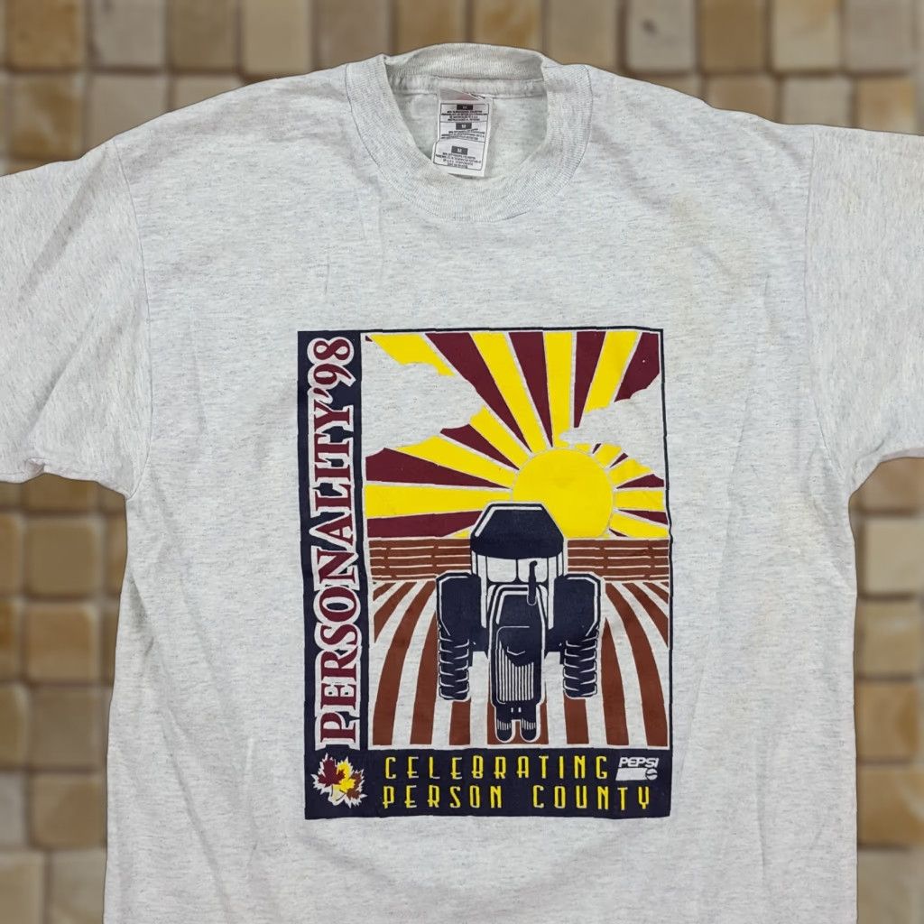 Fruit Of The Loom Vintage Farming Tractor Pepsi Farm Size S Gray Fall Summer T Shirt Mens Size US S / EU 44-46 / 1 - 1 Thumbnail