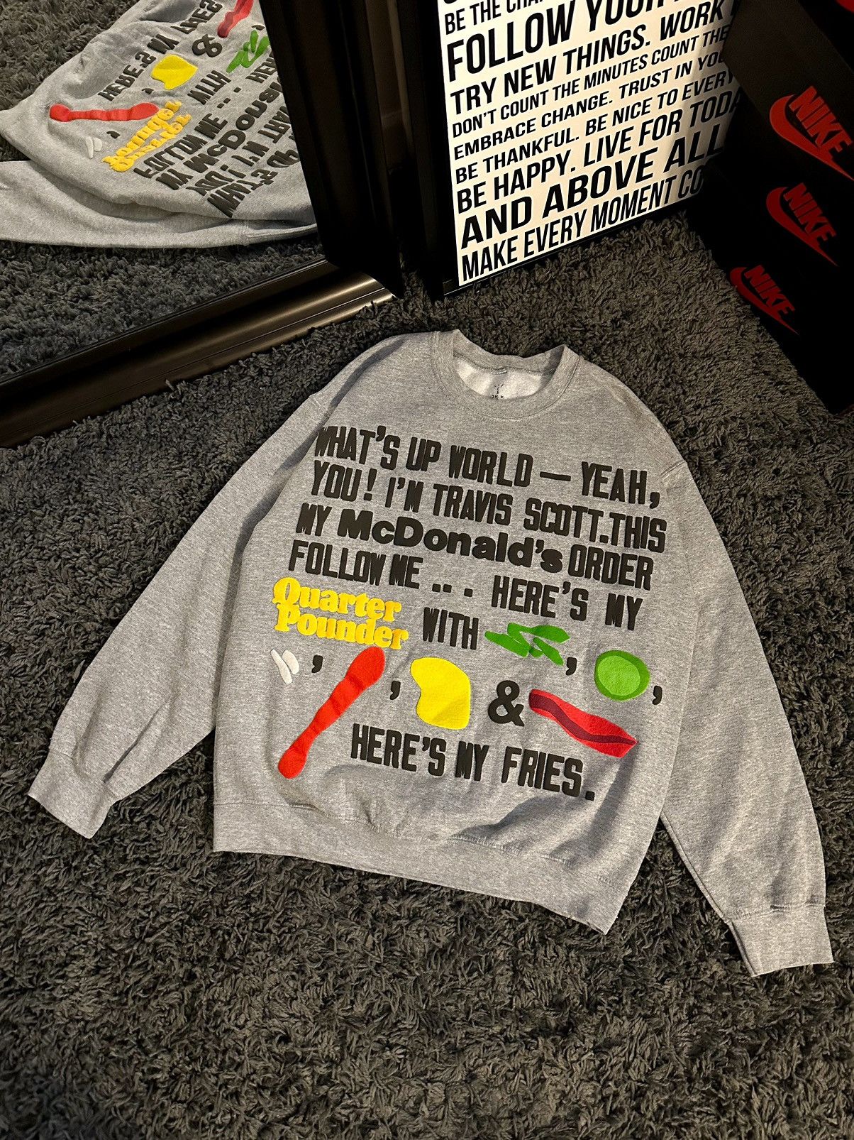 Travis Scott Travis Scott x CPFM x McDonald's Men's Gray Script Crewneck Size US S / EU 44-46 / 1 - 1 Thumbnail