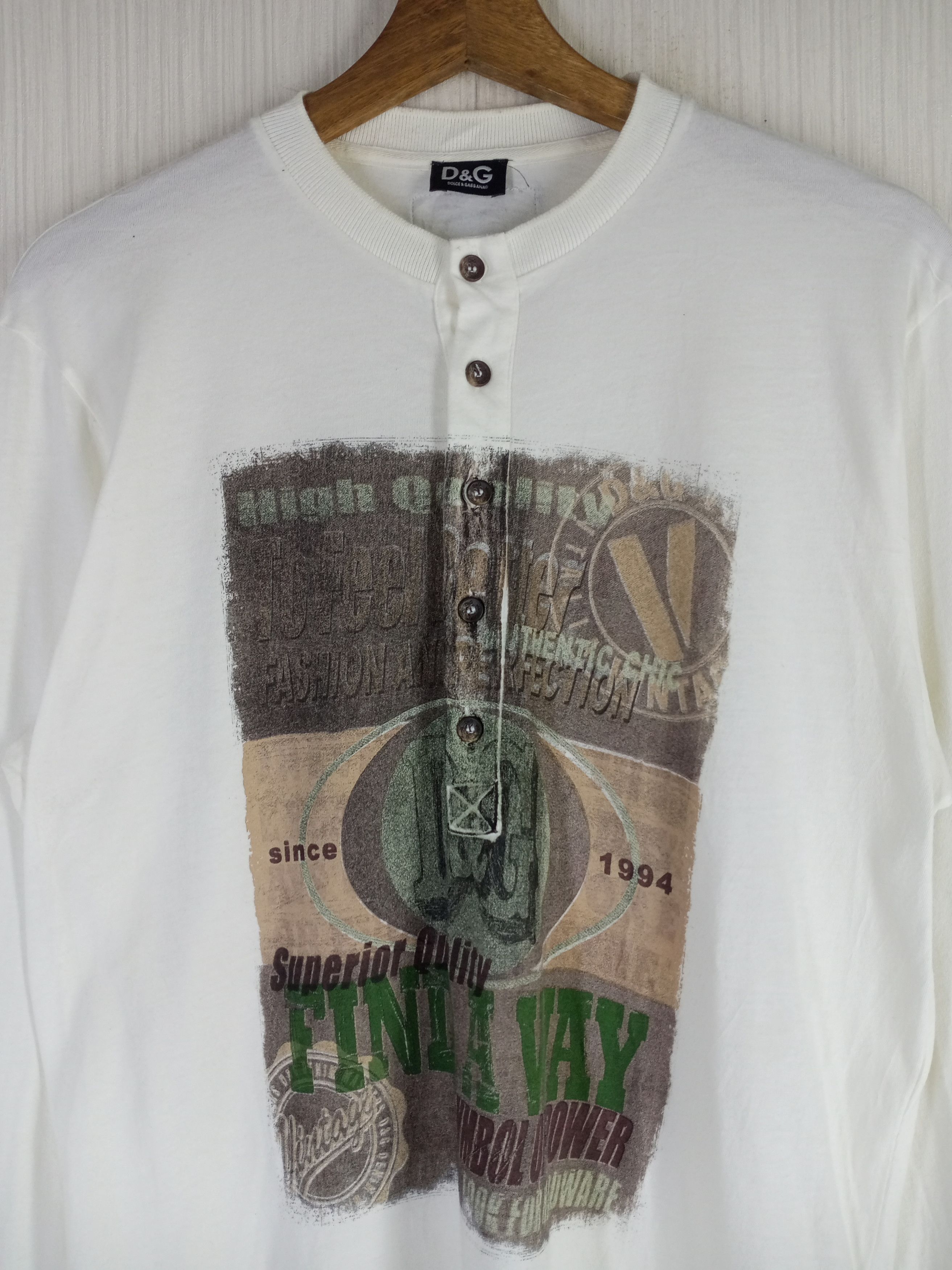Dolce & Gabbana RARE DOLCE & GABBANA HALF BUTTON LONG SLEEVE TSHIRT Size US L / EU 52-54 / 3 - 2 Thumbnail