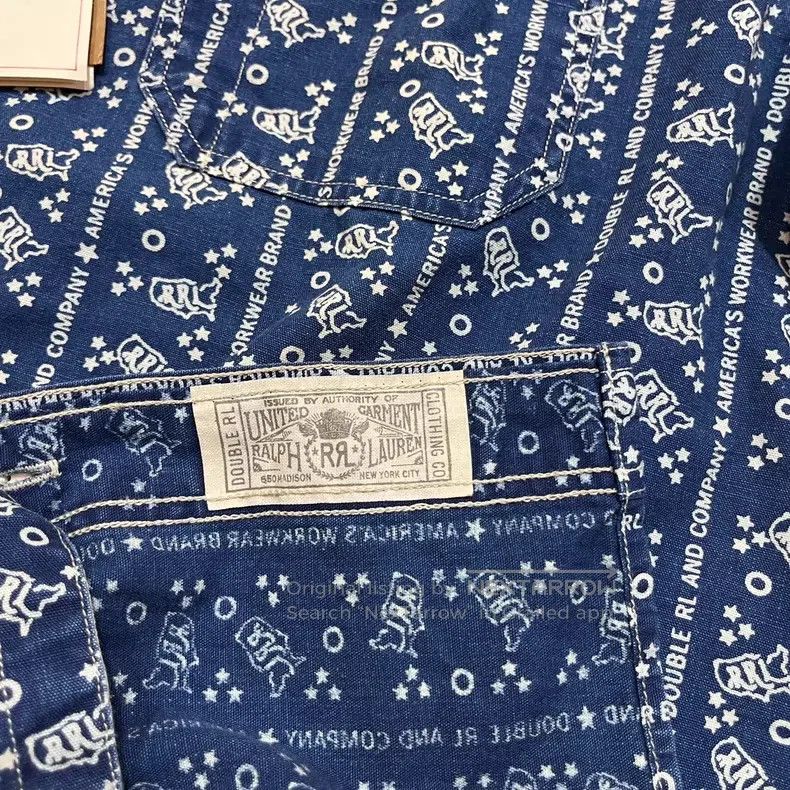 RRL Ralph Lauren RRL Ralph Lauren Blue-dyed printed logo shirt Size US M / EU 48-50 / 2 - 4 Thumbnail
