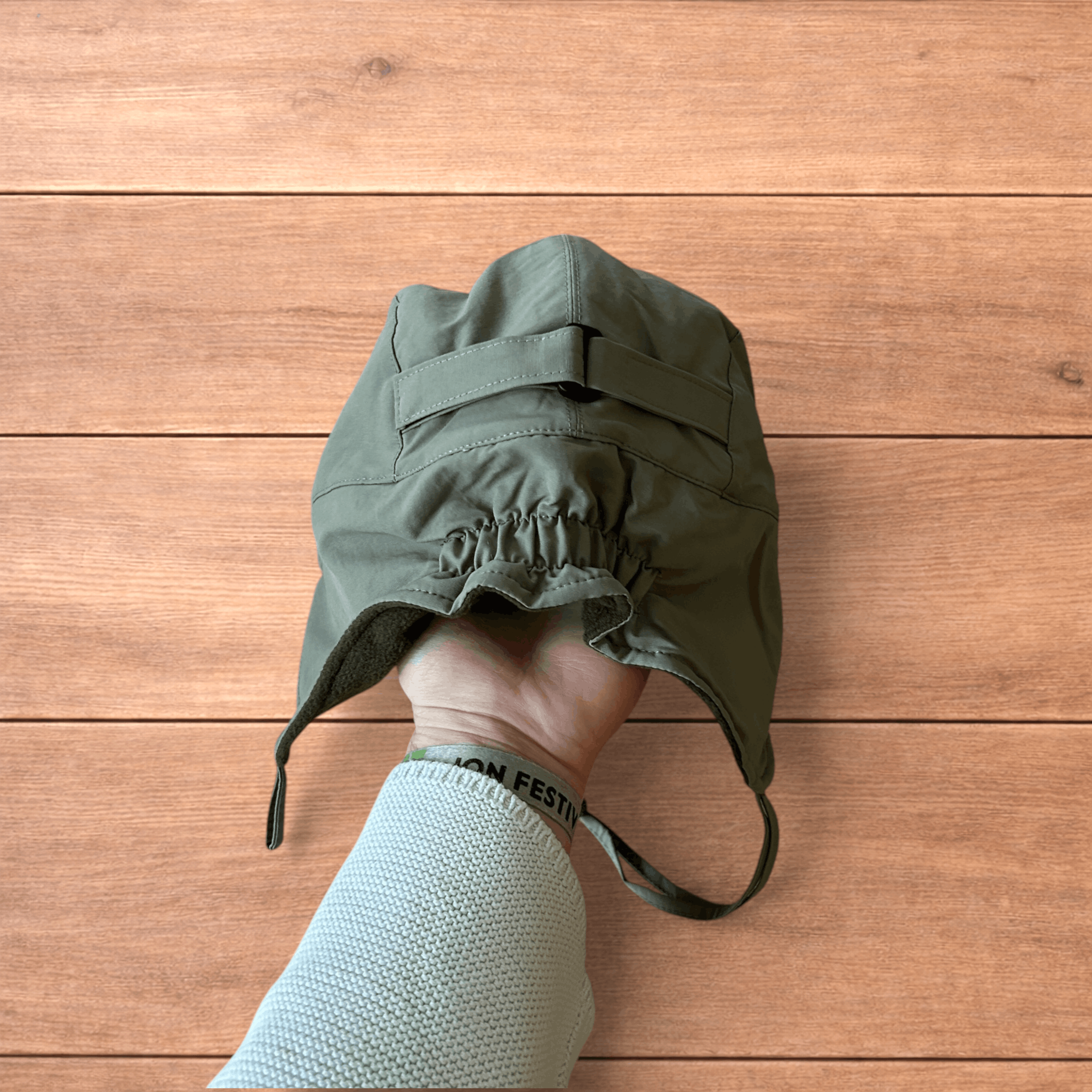 Japanese Brand Insane Military Pilot Trapper padded hat cap in khaki green. Size ONE SIZE - 4 Thumbnail