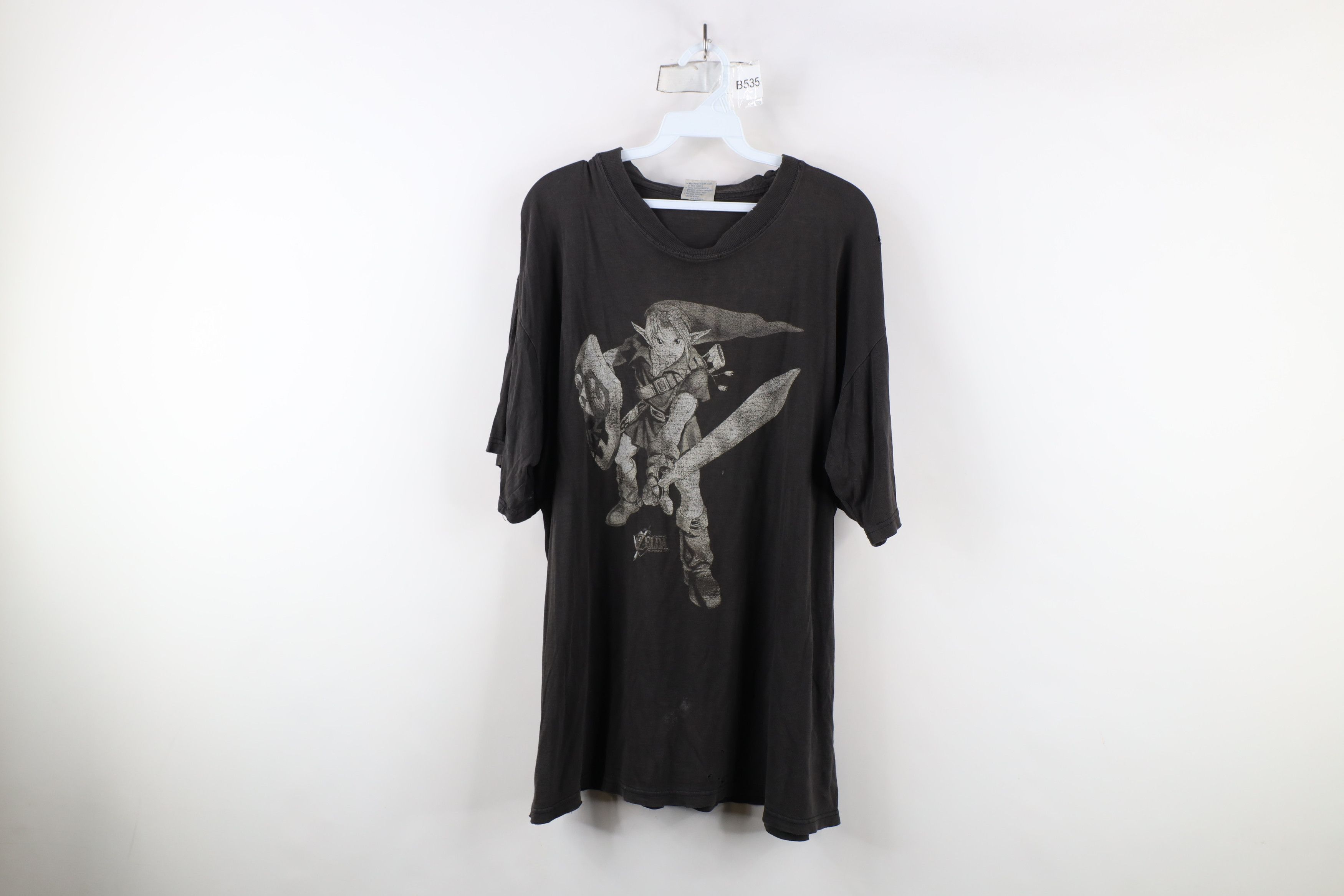 Vintage Vintage 90s Spell Game Zelda Ocarina of Time T-Shirt Black Size US XL / EU 56 / 4 - 1 Thumbnail