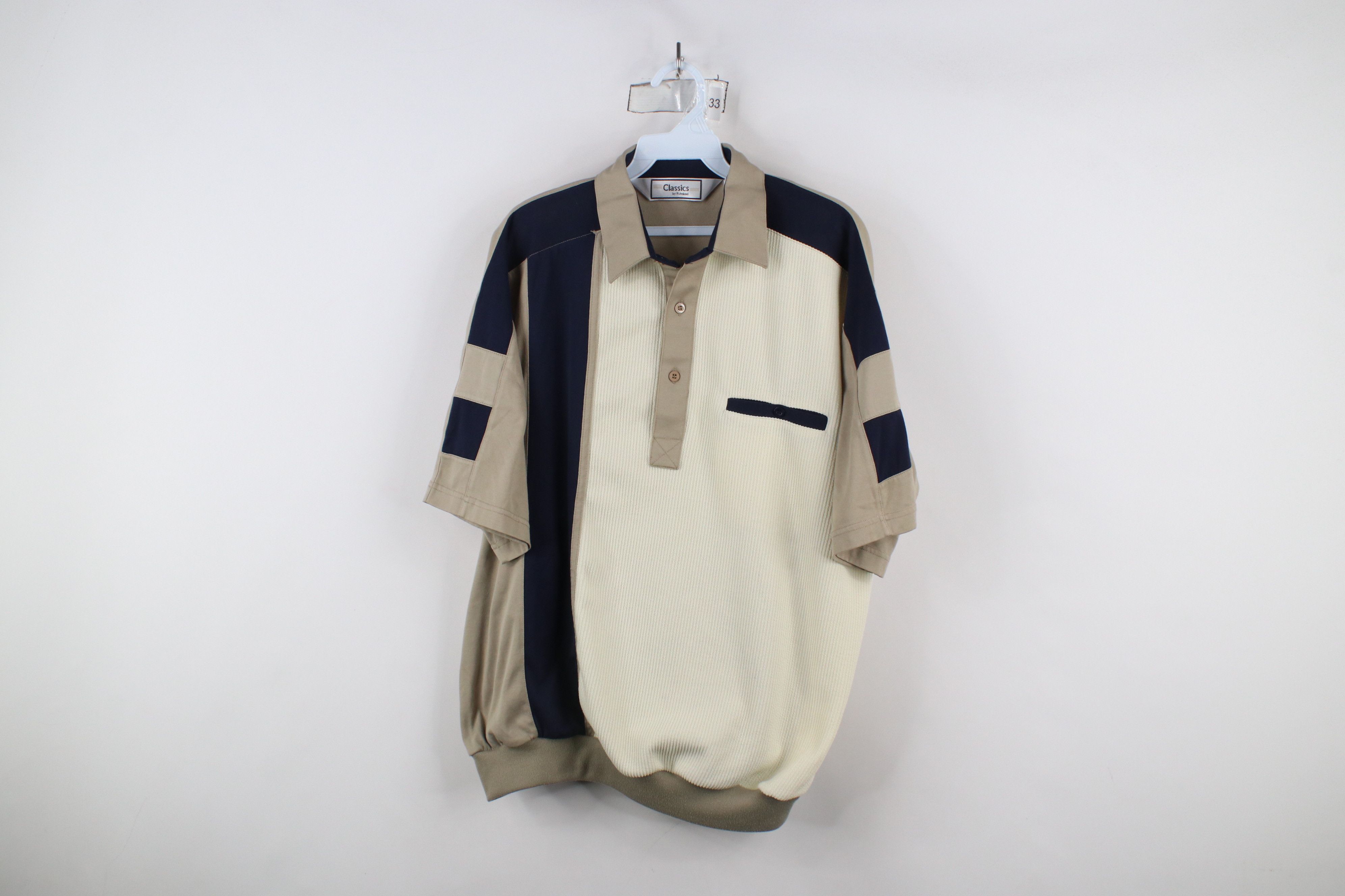 Vintage Vintage 90s Streetwear Block Ribbed Knit Pullover Polo Shirt Size US L / EU 52-54 / 3 - 1 Thumbnail