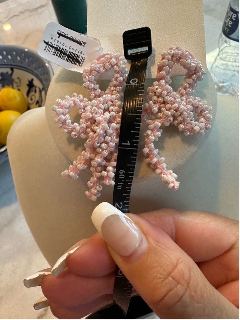 Free People NWT Free People Pink Beaded Bow Earrings Size ONE SIZE - 2 Thumbnail