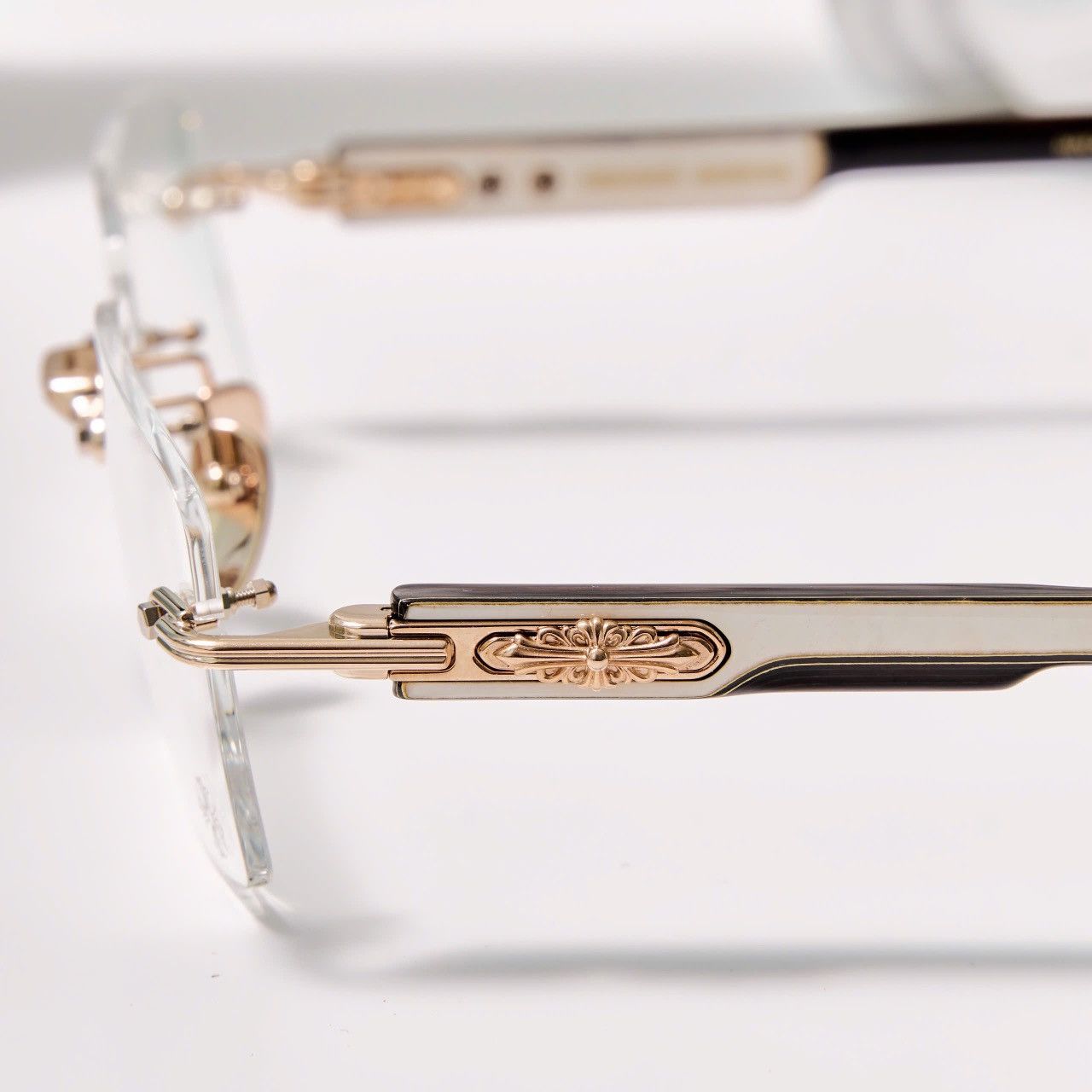 Chrome Hearts CHROME HEARTS DEEP II GOLD PLATED - WHITE EBONY - PIANO VARNISH GLASSES Size ONE SIZE - 3 Thumbnail