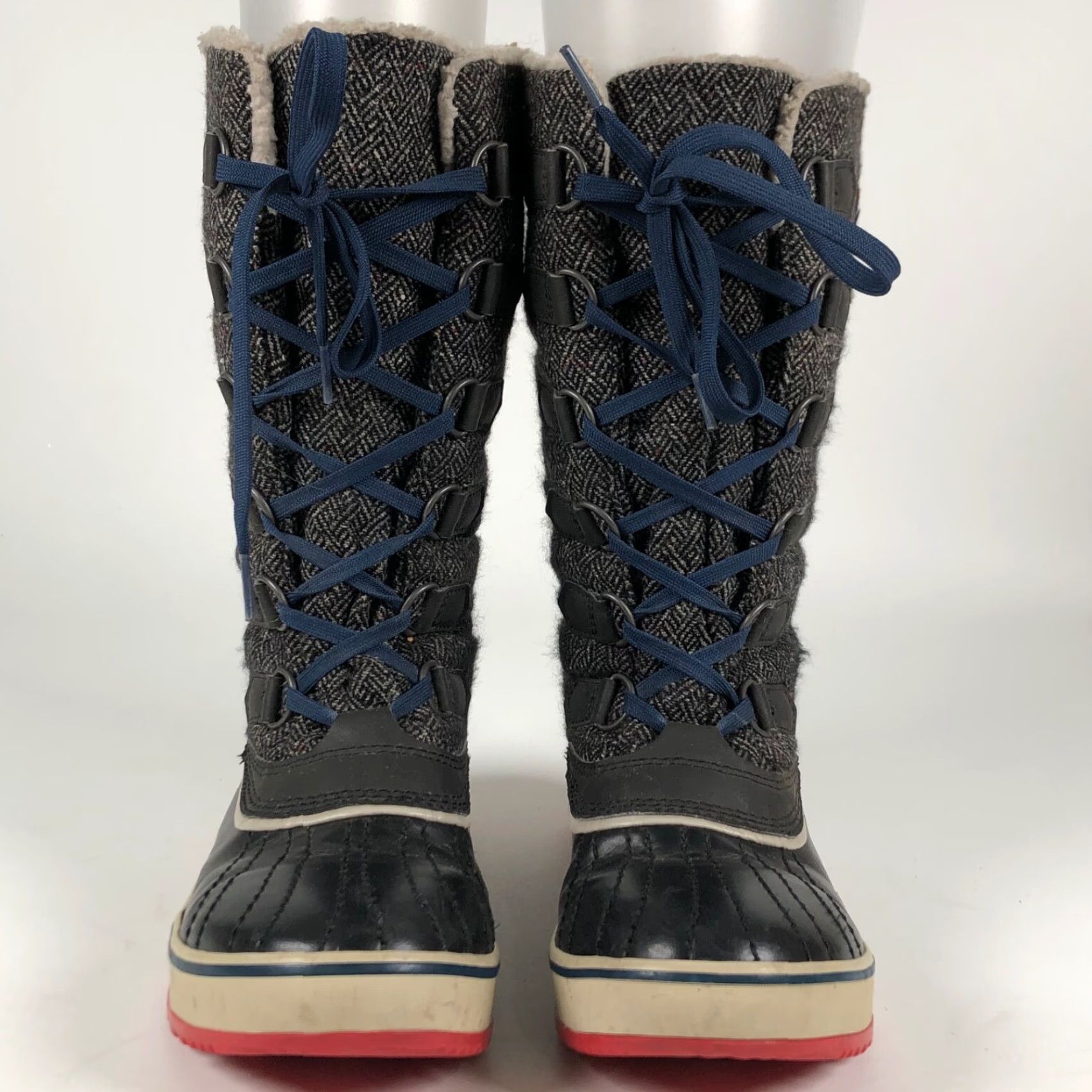 SOREL Sorel Tivoli Womens Snow Boot Gray Tweed Wool Waterproof Lace Up Mid-Calf Round Toe Fur Trim Winter Boots Women's 8 US Size US 8 / IT 38 - 2 Thumbnail