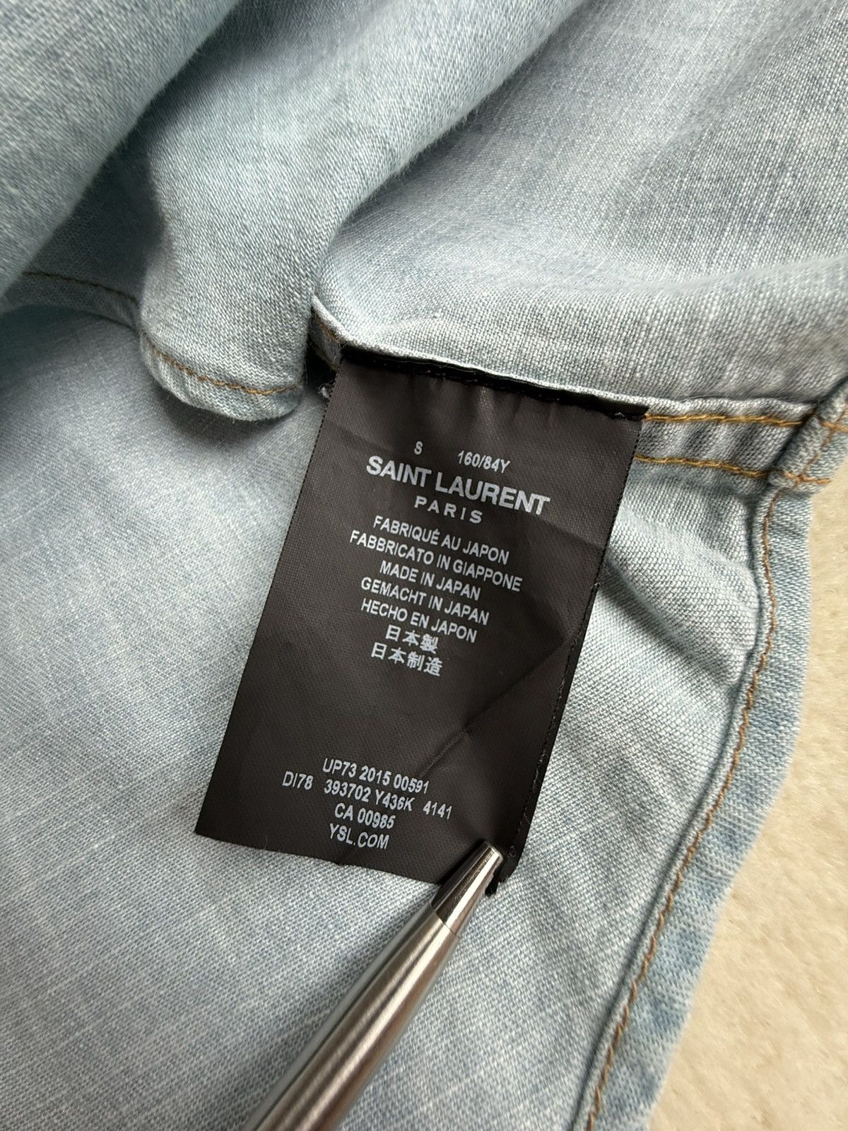 Saint Laurent Paris SS16 Saint Laurent ruffle collar blue denim shirt Hedi surf Size US S / EU 44-46 / 1 - 19 Thumbnail