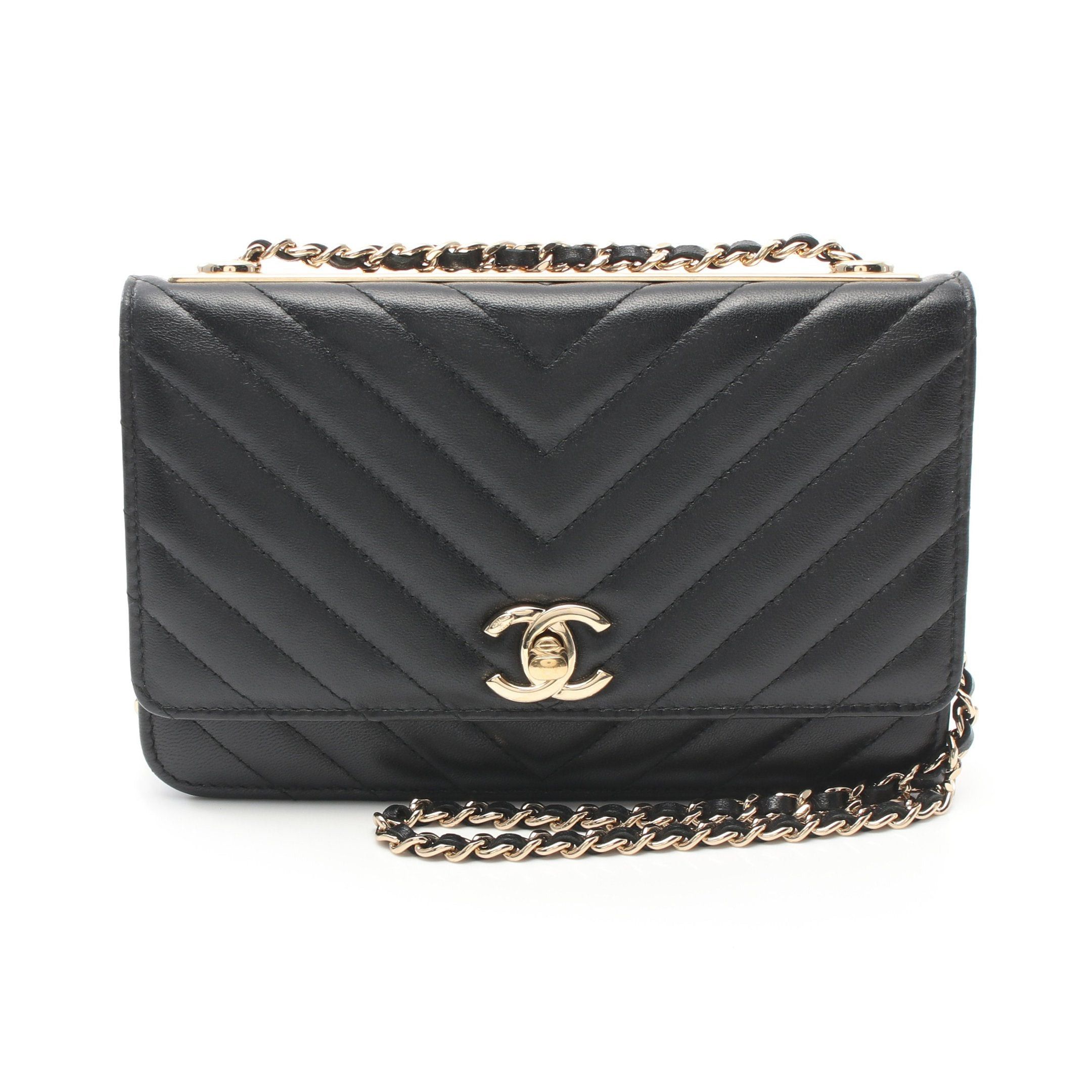 Chanel Chanel Trendy Cc V-Stitch Chain Shoulder Bag Lambskin Black Gold Hardware Size ONE SIZE - 1 Thumbnail