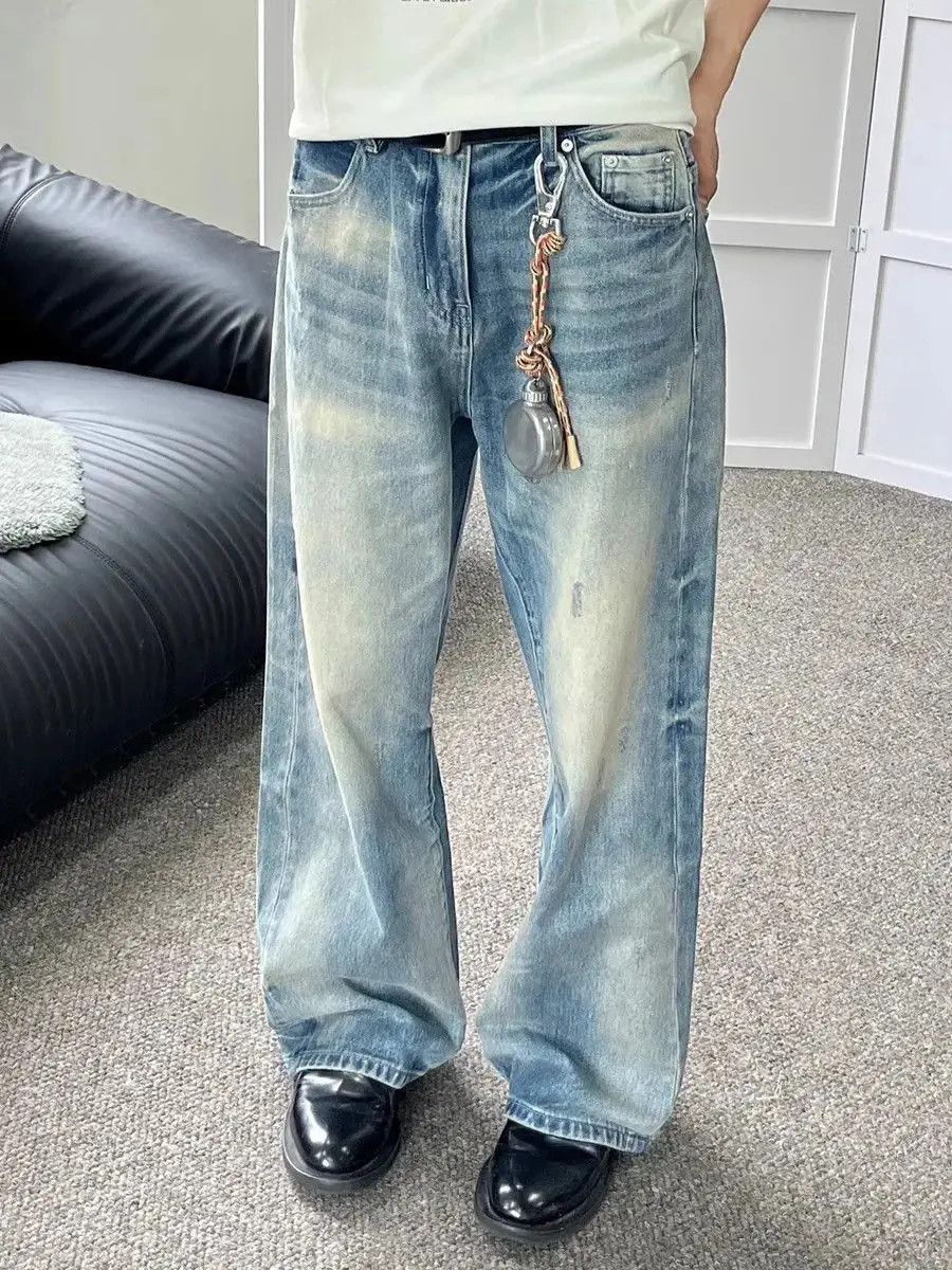 Japanese Brand Loose straight leg light colored jeans Size US 32 / EU 48 - 3 Thumbnail