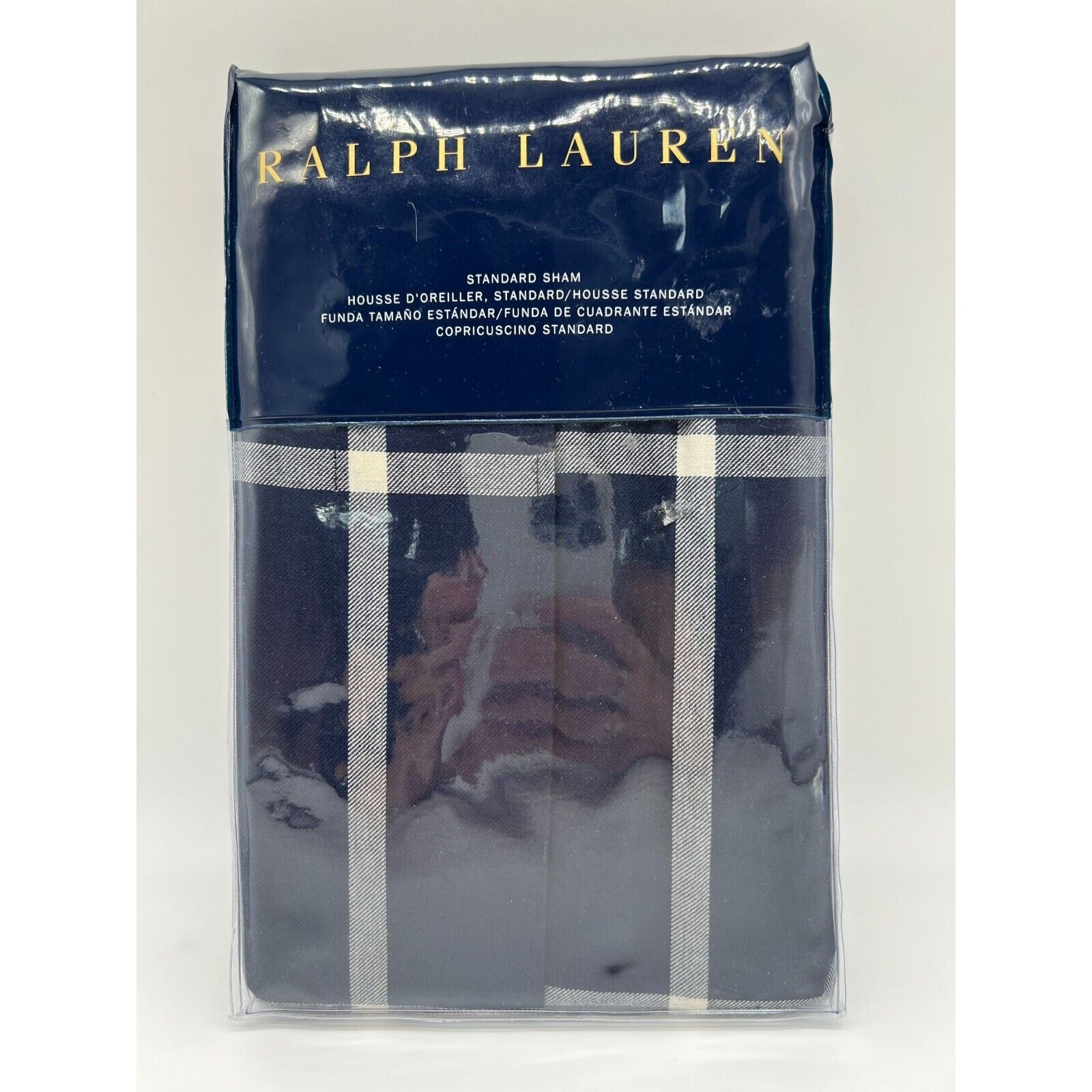 Ralph Lauren Ralph Lauren Home Equestrian Windowpane Sham Navy Standard Size ONE SIZE - 1 Thumbnail