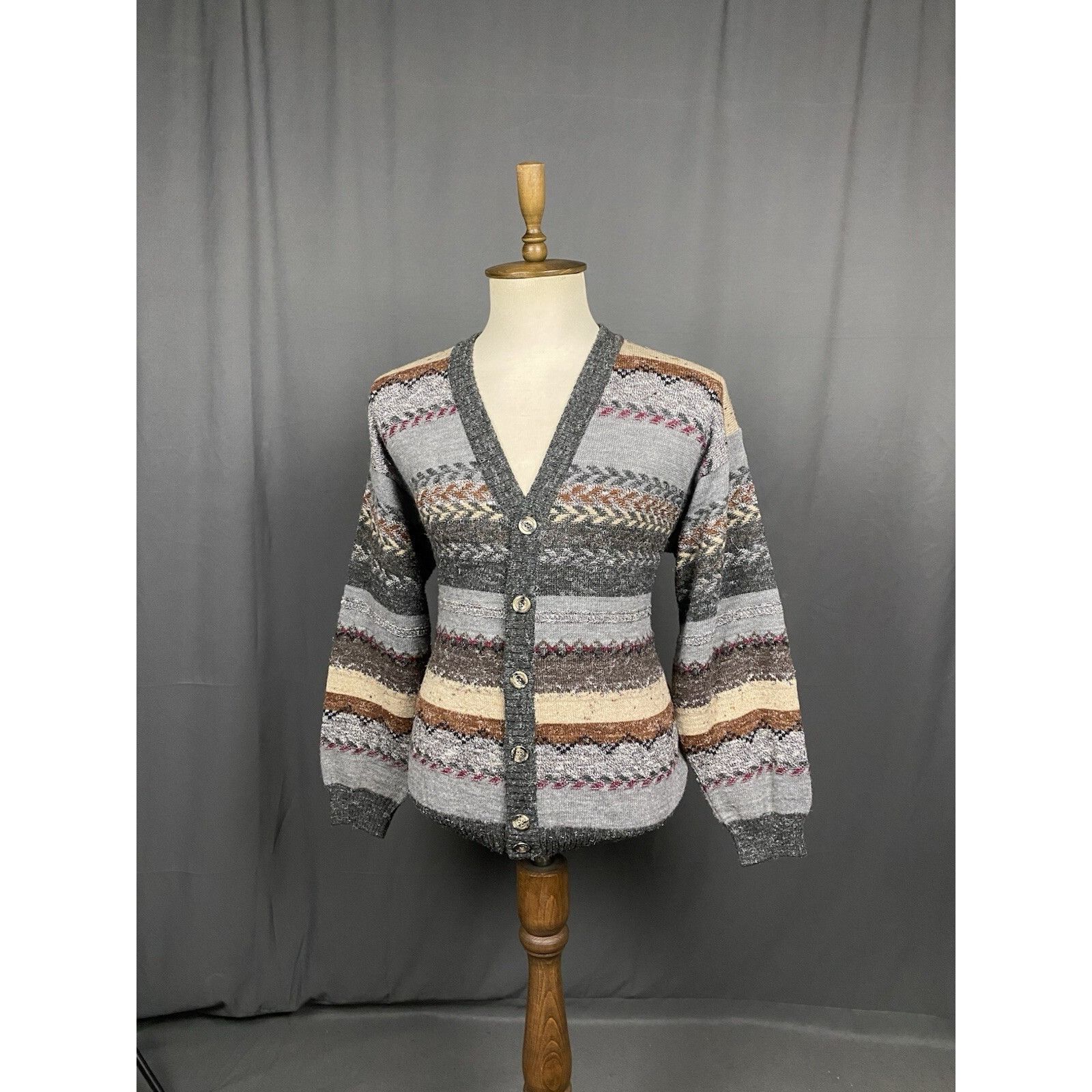 Missoni Missoni Men's Gray Multicolor Wool Striped Cardigan Sweater Size US L / EU 52-54 / 3 - 2 Thumbnail