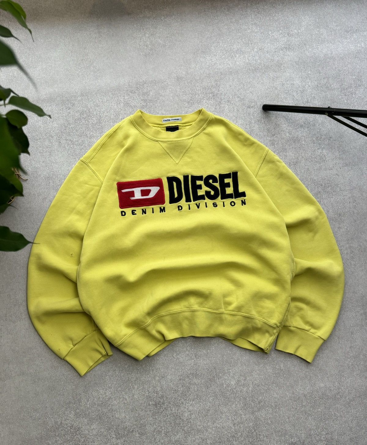 Pre-owned Diesel X Vintage Diesel Crashed Big Logo Y2k Sweatshirt In Yellow