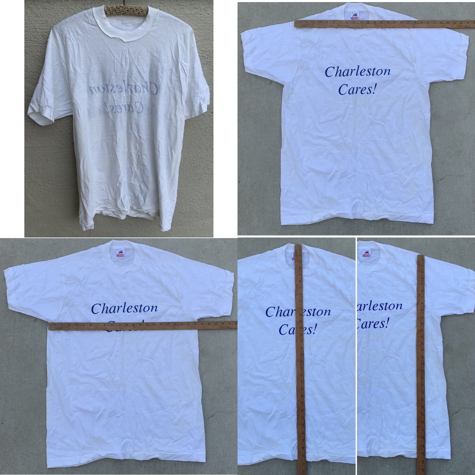 Fruit Of The Loom VINTAGE Charleston Cares I’m an EF Environmental Friend T-Shirt Size XL Men White Cotton Jersey Short Sleeve Graphic Print Size US XL / EU 56 / 4 - 11 Thumbnail