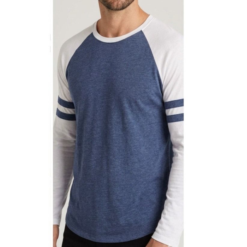 Z Supply Z Supply Men's Raglan Long Sleeve Shirt - Small - Blue/White Size US S / EU 44-46 / 1 - 6 Thumbnail