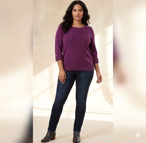 Other Karen Scott Size L Sweater Purple Pink Fushia Cording Enamel Size L / US 10 / IT 46 - 4 Thumbnail