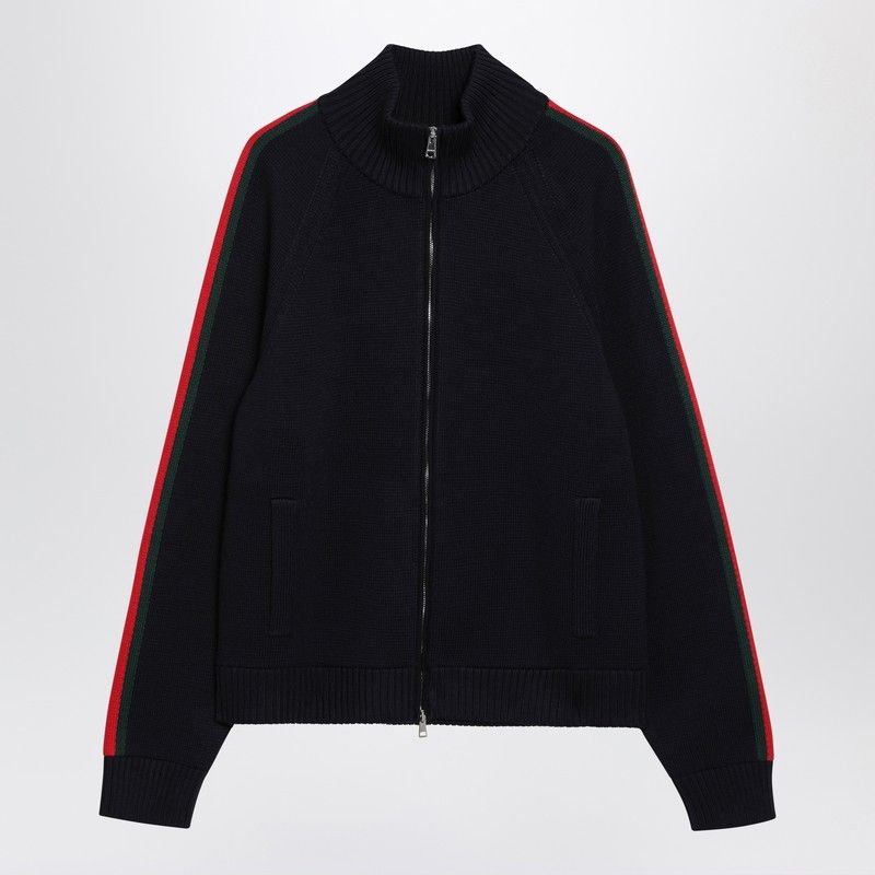 Gucci Gucci Dark Blue Wool Zip-Up Cardigan Size US M / EU 48-50 / 2 - 1 Thumbnail