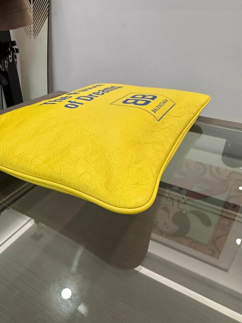 Balenciaga Yellow Zip Handbag with Logo-2505