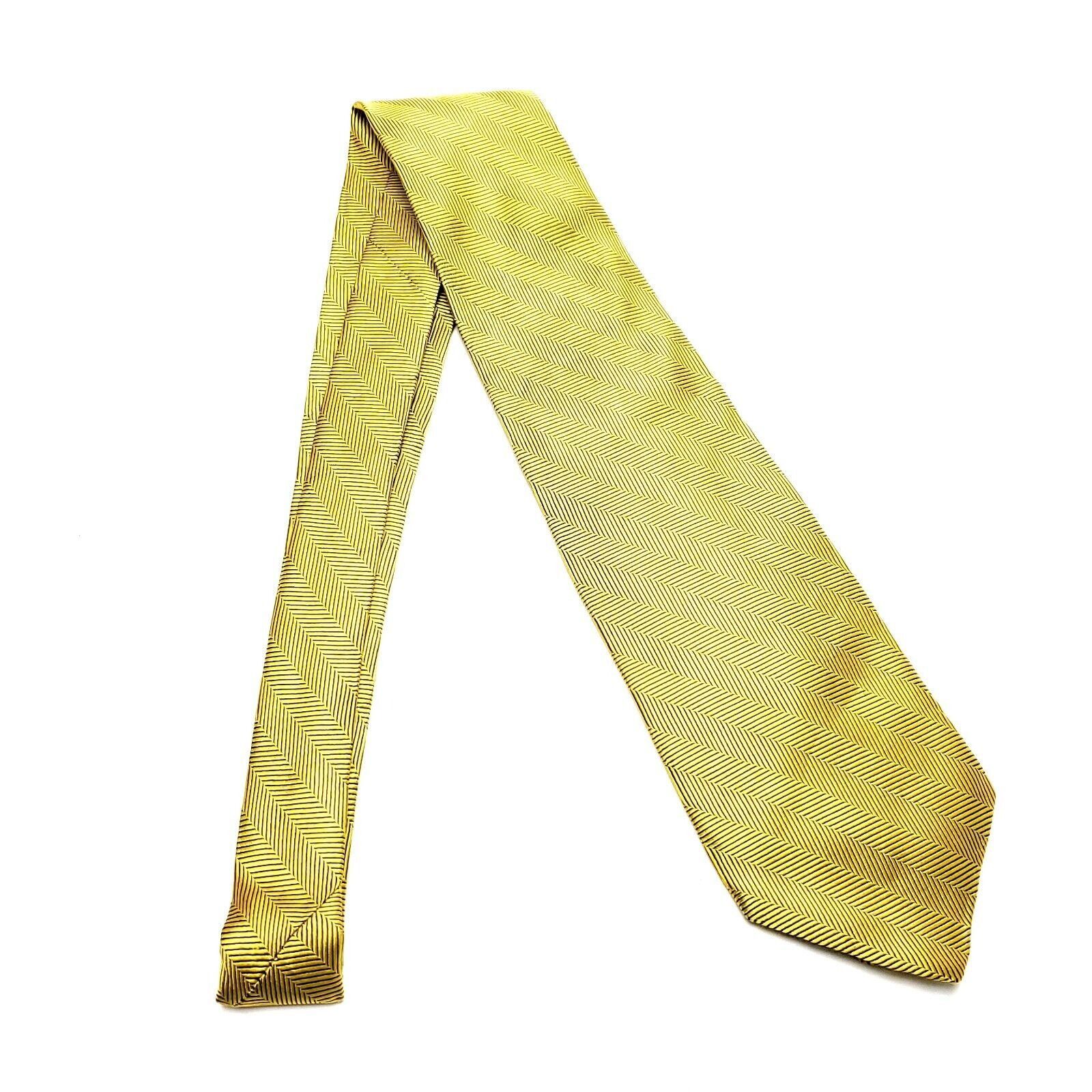 Brooks Brothers Brooks Brothers 346 Silk Tie Woven Yellow Herringbone Size ONE SIZE - 5 Thumbnail
