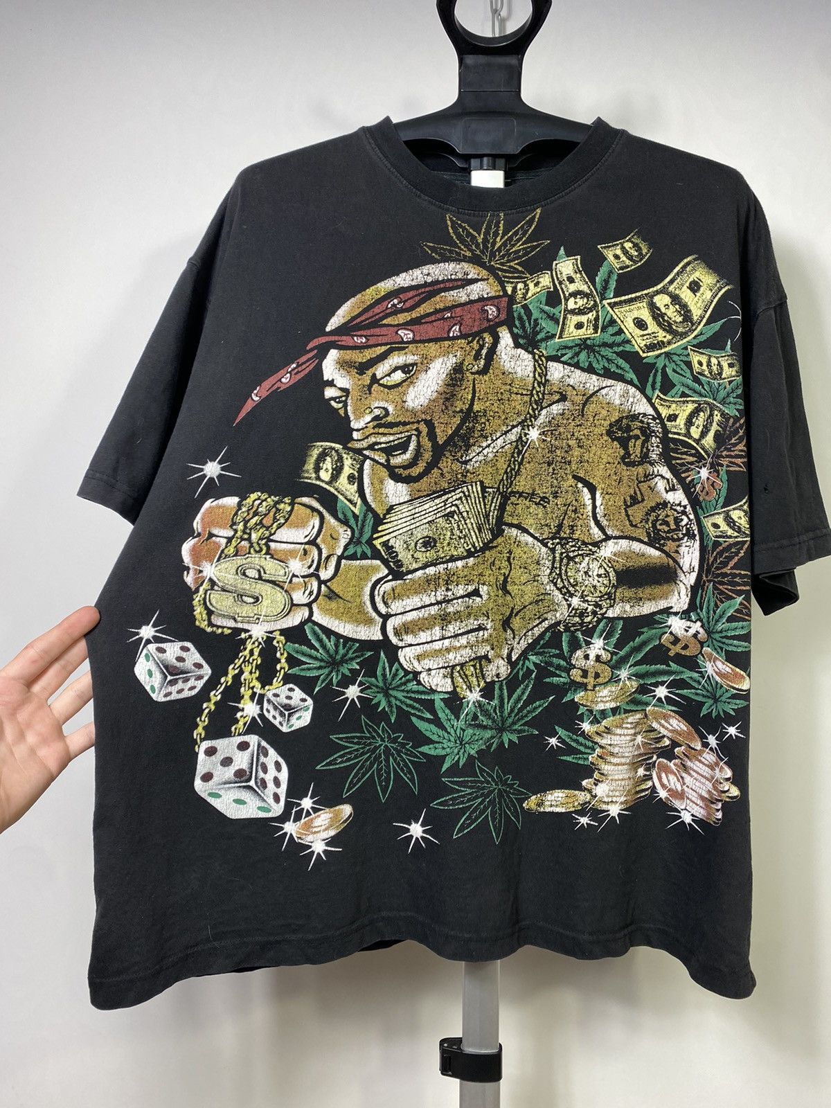 Band Tees Vintage 00s 2pac Shakur cannabis rap t-shirt tee Size US XL / EU 56 / 4 - 4 Thumbnail