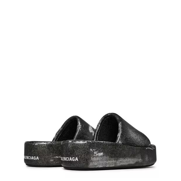 Balenciaga o1g2r1mq0924 Slip Ons Sandals in Black Wshd Size US 8 / IT 38 - 4 Thumbnail