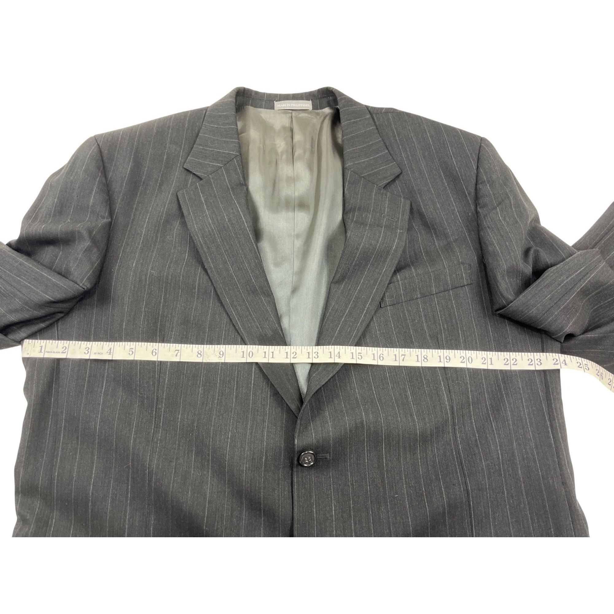 Other Mens Pinstripe Suit Jacket & Pants Set 2-Button Gray Classic Size 40L - 13 Thumbnail