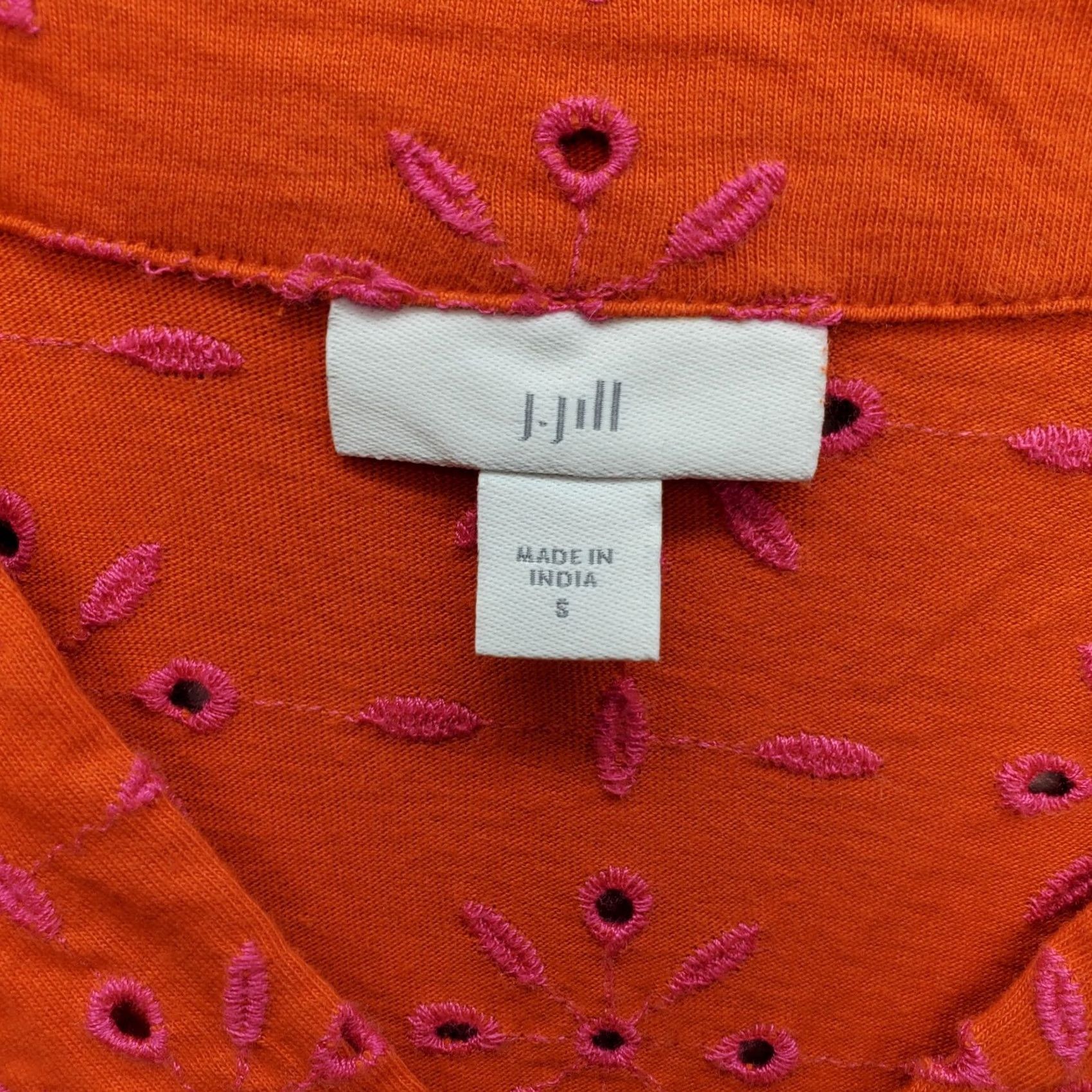 J. Jill J. Jill Tunic Top Womens Small Multicolor Embroidered Eyelet Balloon Sleeve V-Neck Shirt Size S / US 4 / IT 40 - 7 Thumbnail
