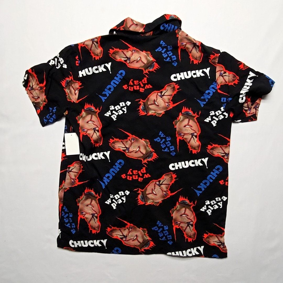 Other Chucky Horror Movie Shirt Wanna Play AOP Medium Button Up Size US M / EU 48-50 / 2 - 8 Thumbnail
