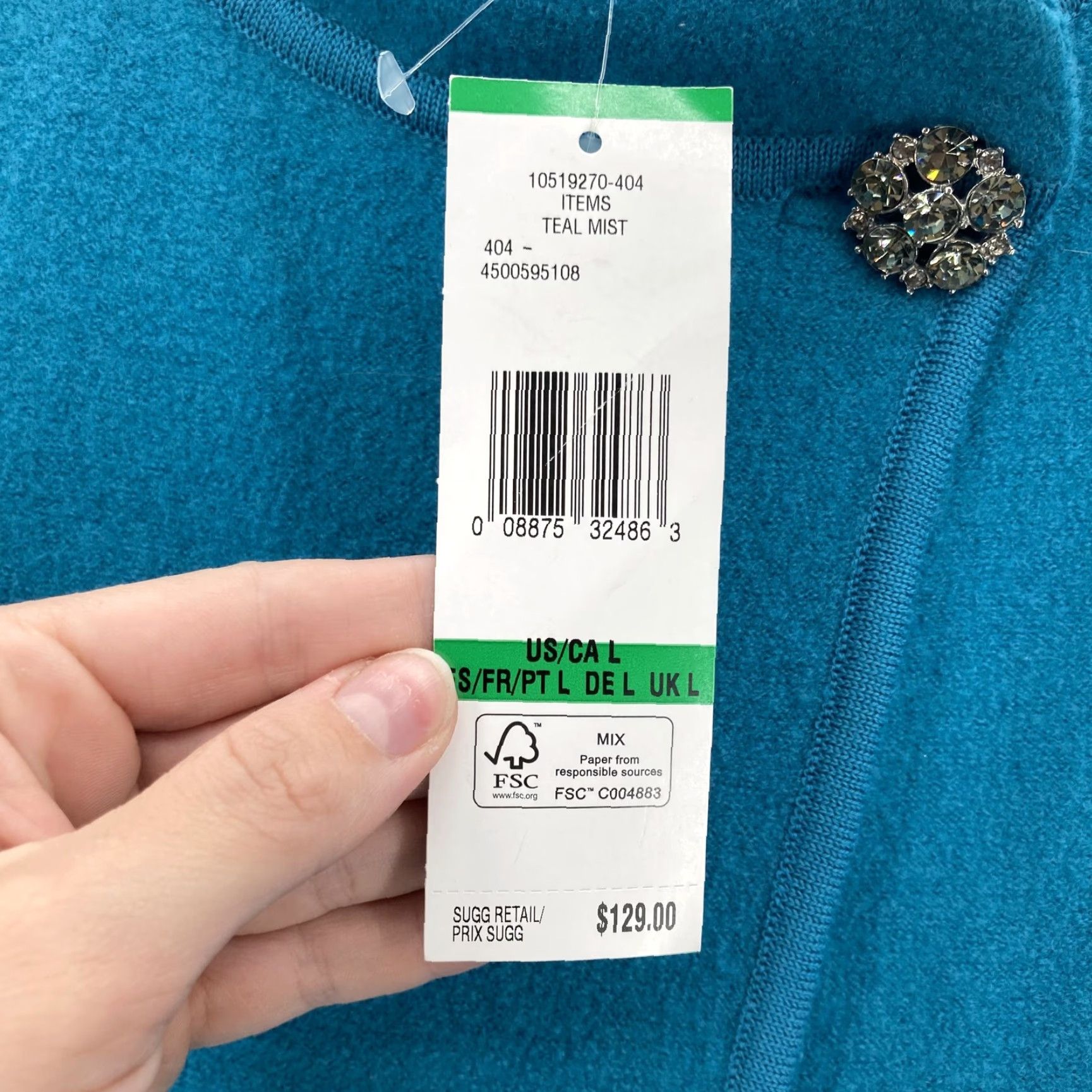 Jones New York Jones New York Coat Womens Large Collarless Jewel Button Wool Blend Blue NWT Fashion Jacket Mid-Length Size L / US 10 / IT 46 - 5 Thumbnail