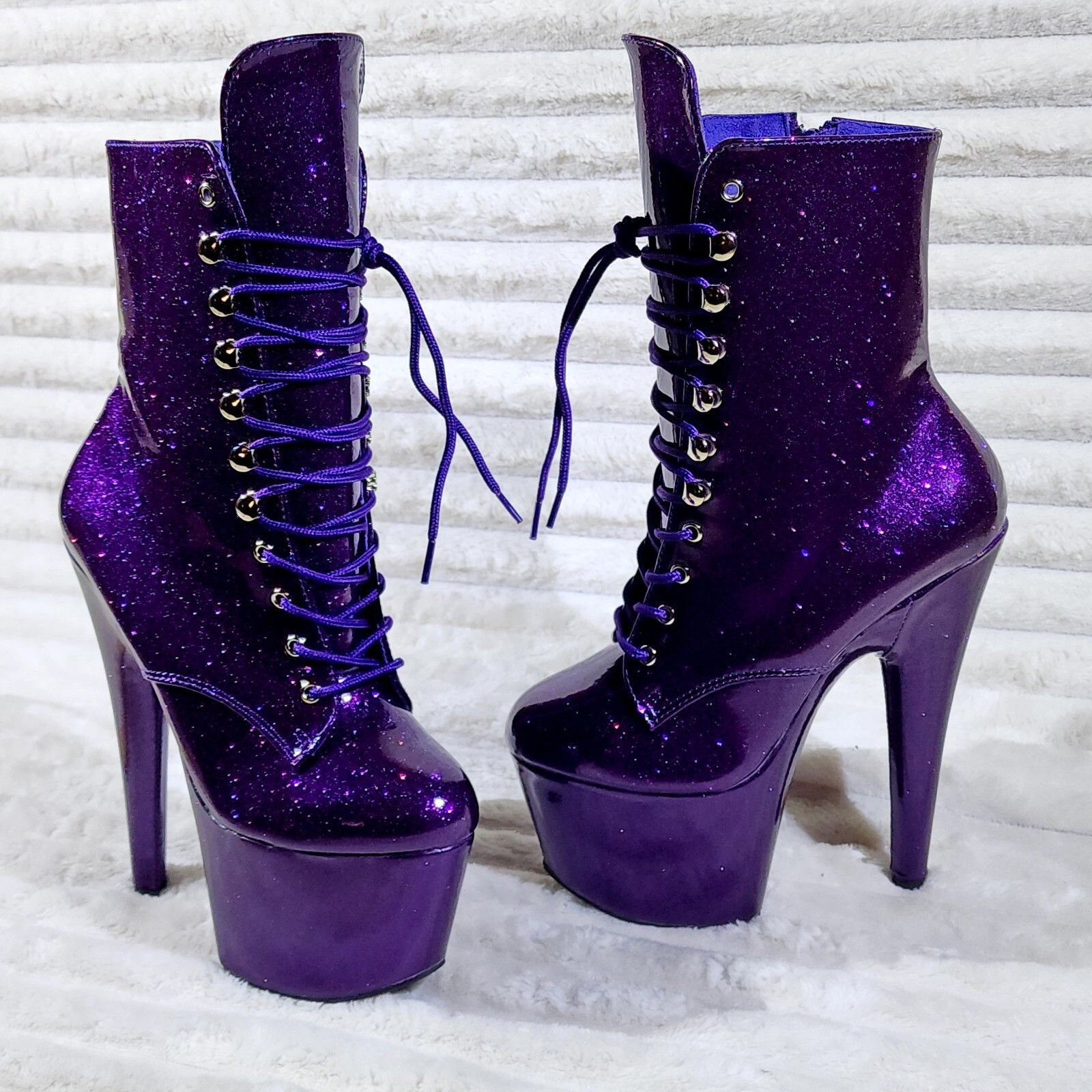 Other Adore 1020GP Purple Glitter Patent 7" High Heel Platform An Size US 8 / IT 38 - 2 Thumbnail
