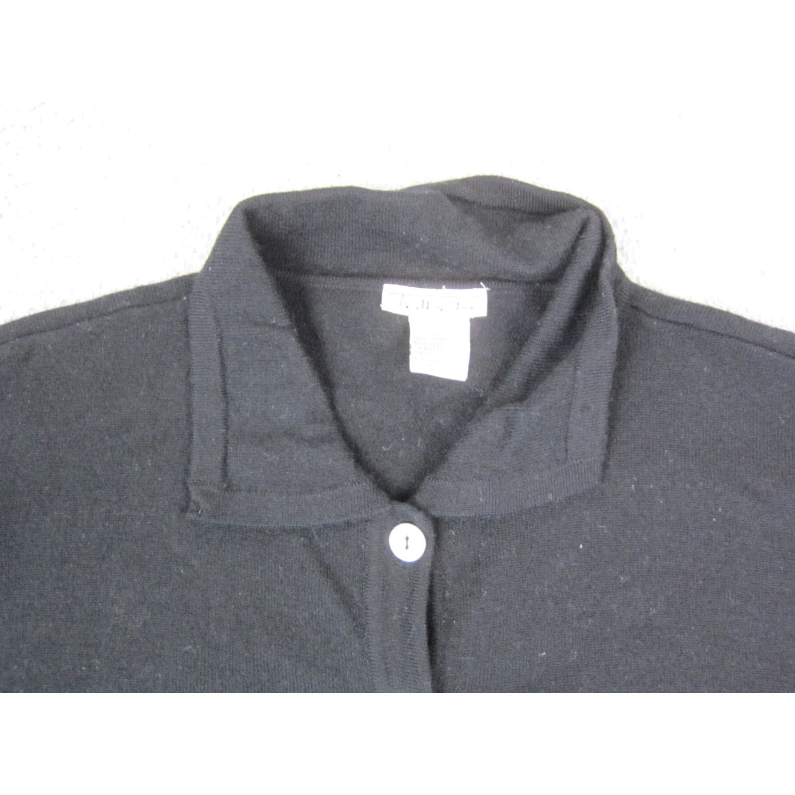 Talbots VINTAGE Talbots Cardigan Sweater Womens L Black 100% Wool Button Front 90s FW Women Mens Size L / US 10 / IT 46 - 2 Thumbnail