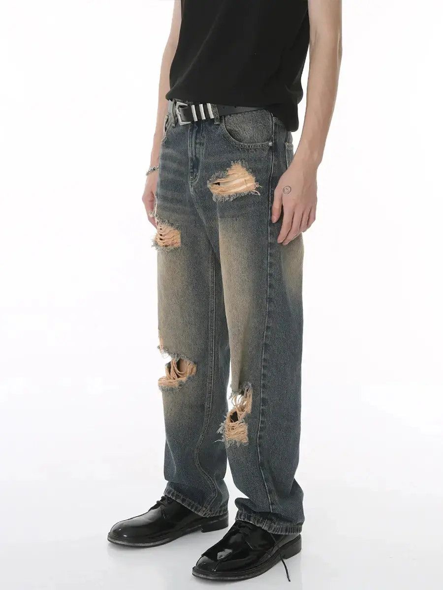 Japanese Brand Retro straight leg hip-hop ripped jeans Size US 32 / EU 48 - 3 Thumbnail